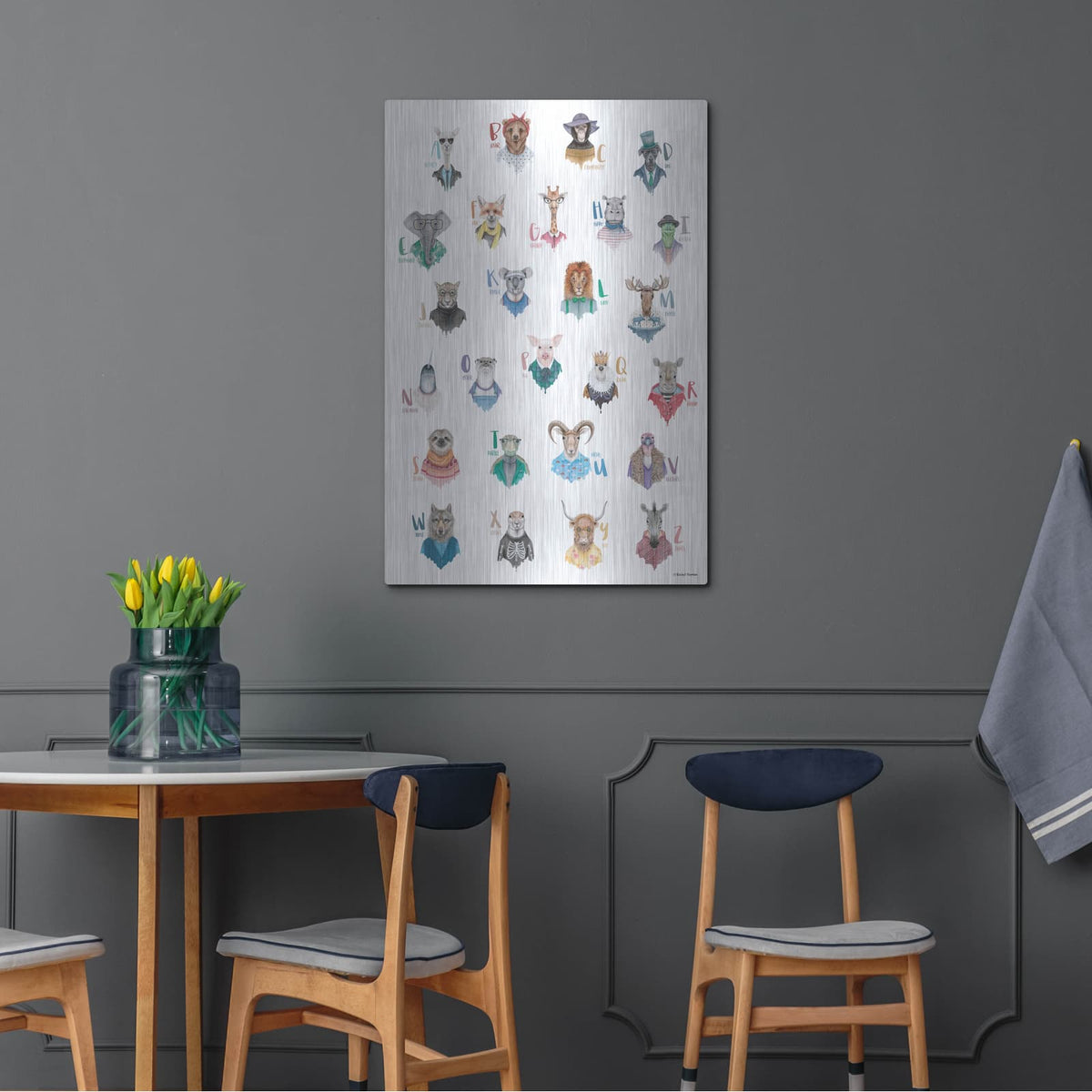 'Animal Alphabet Poster' by Rachel Nieman – Metal Wall Art, 24x36 room view