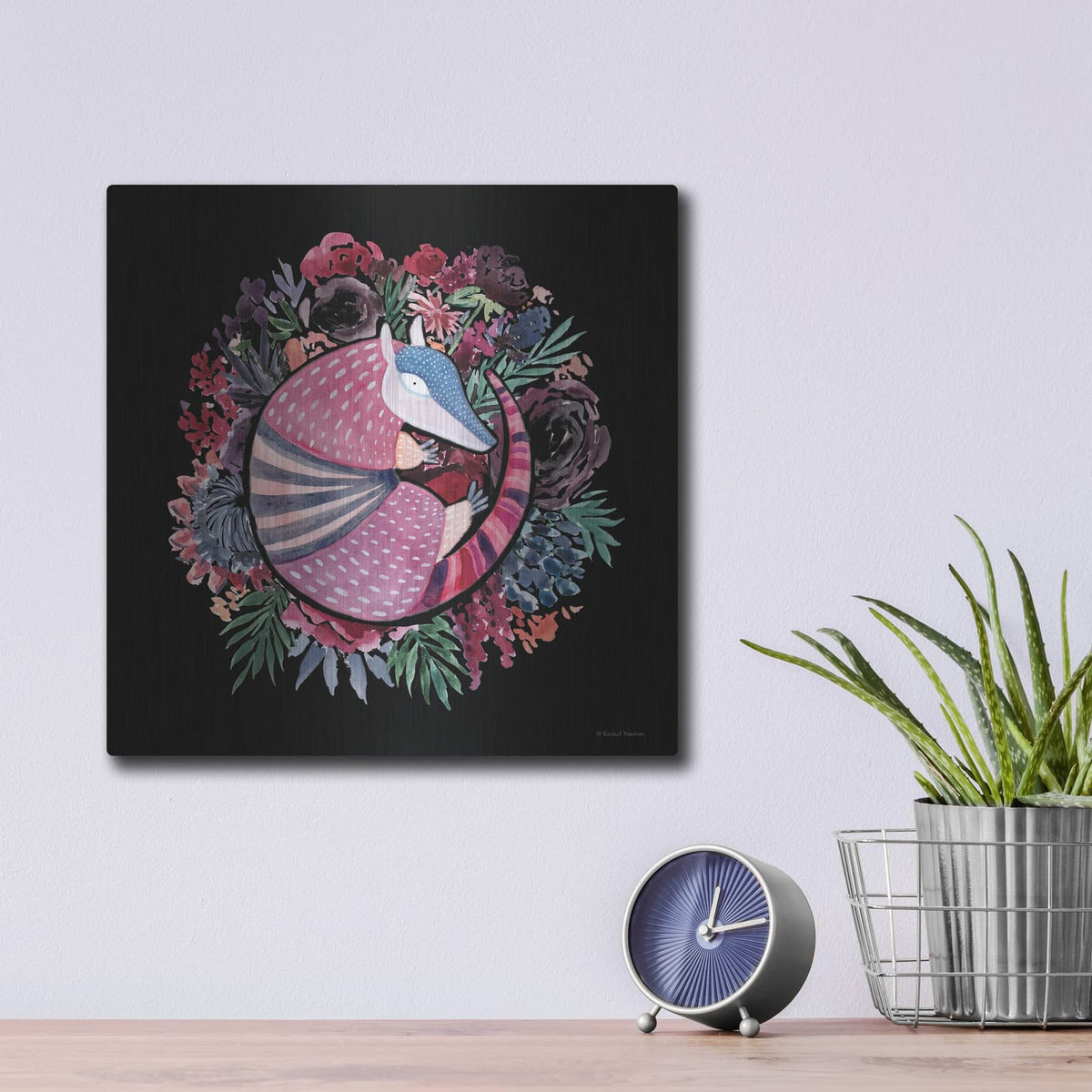'Armadillo Palace' by Rachel Nieman – Metal Wall Art, 12x12 room view