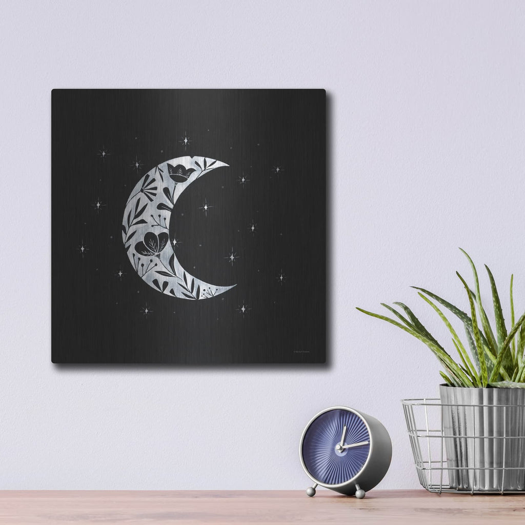 'Moon Floral Silhouette' by Rachel Nieman – Metal Wall Art, 12x12 room view