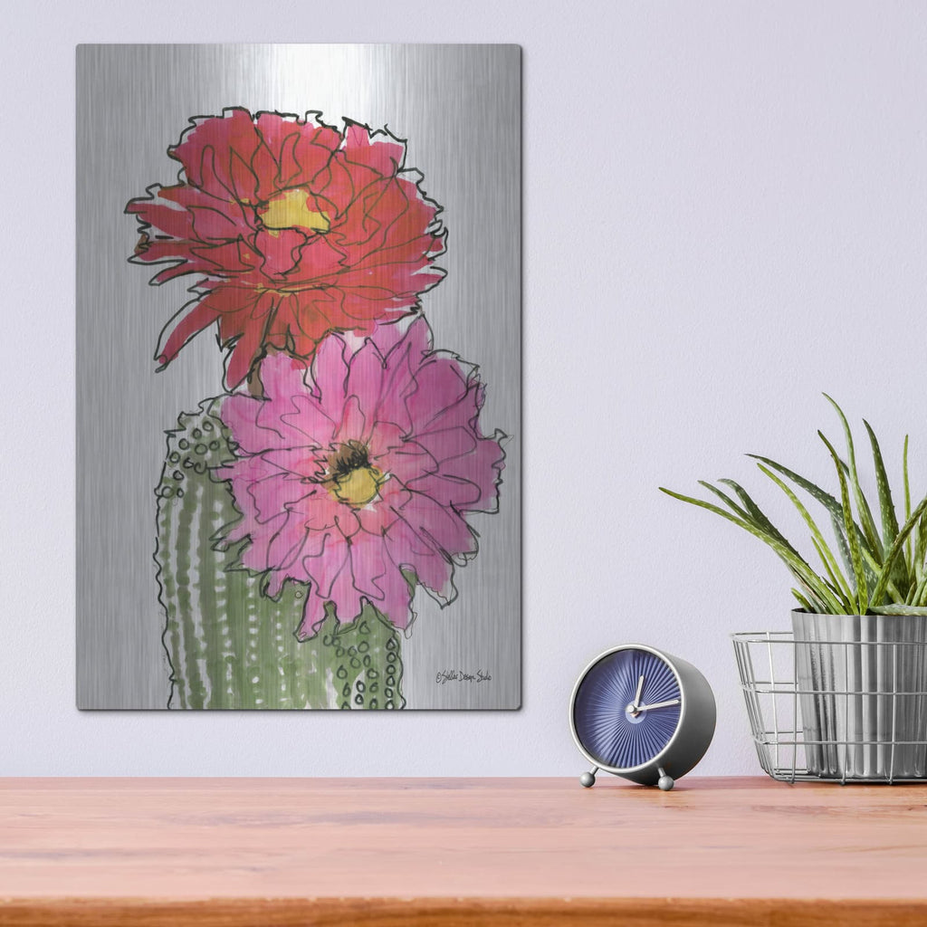 'Cactus Flower 1' by Stellar Design Studio – Metal Wall Art, 12x16 room view