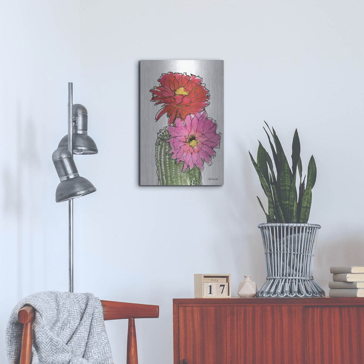 'Cactus Flower 1' by Stellar Design Studio – Metal Wall Art, 16x24 room view