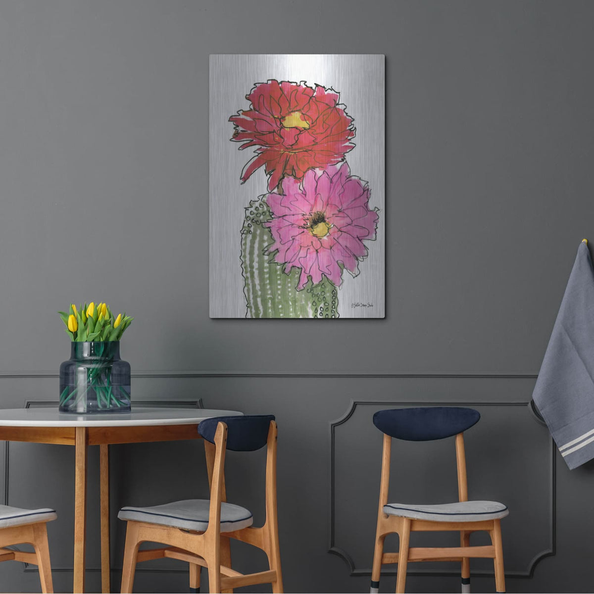 'Cactus Flower 1' by Stellar Design Studio – Metal Wall Art, 24x36 room view