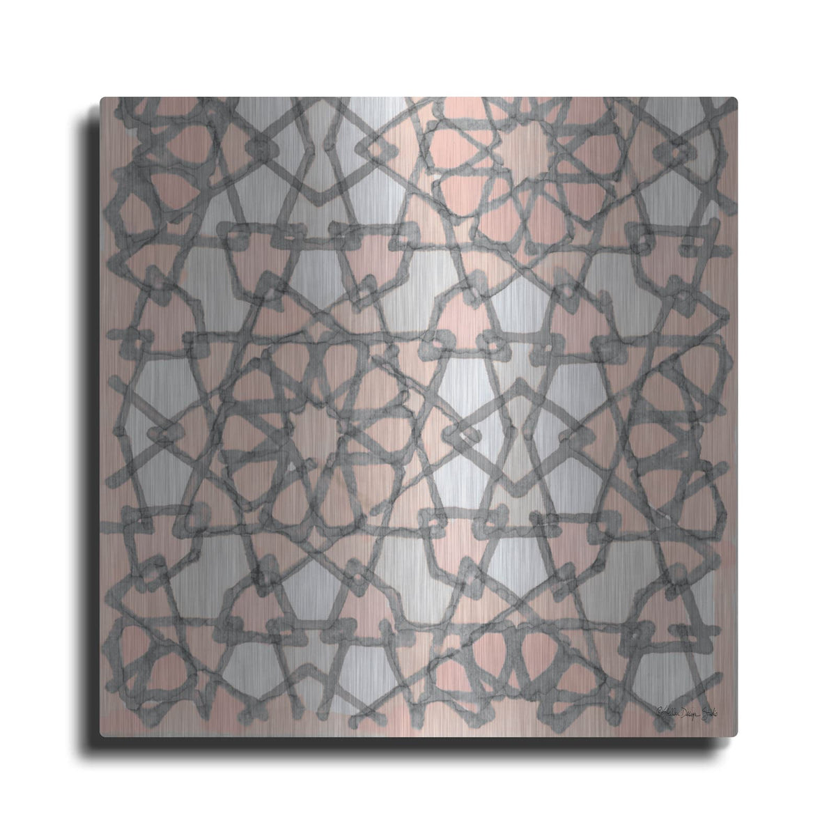 'Pink and Gray Pattern 6' by Stellar Design Studio – Metal Wall Art