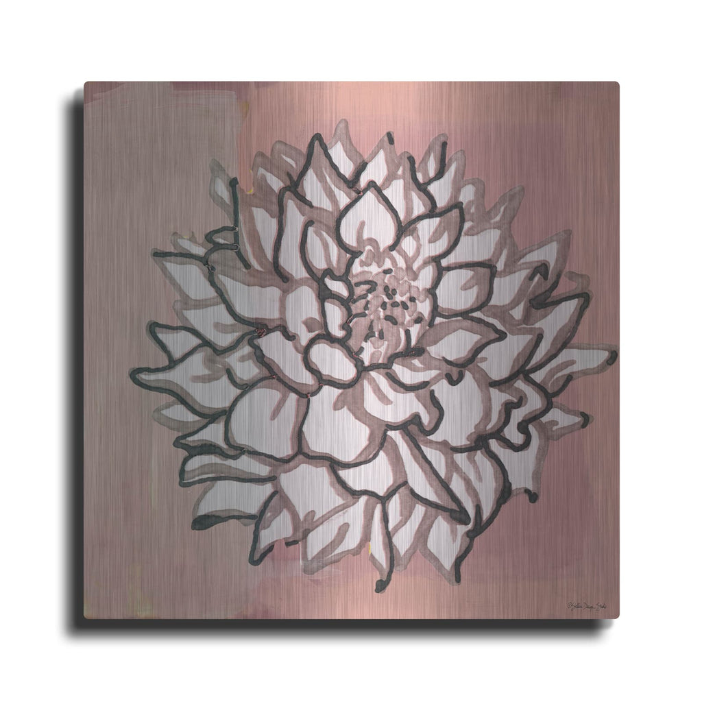'Pink and Gray Floral 1' by Stellar Design Studio – Metal Wall Art
