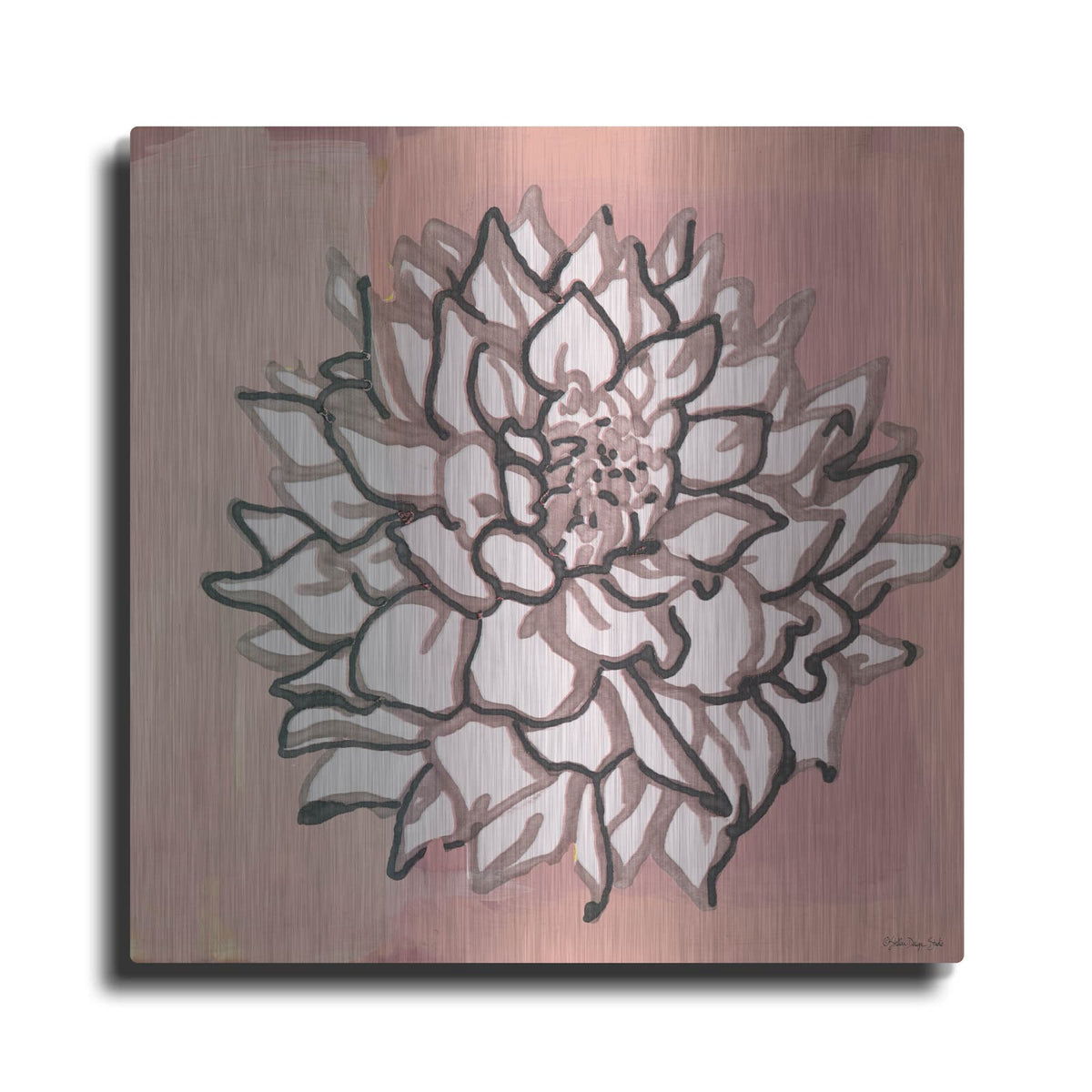 'Pink and Gray Floral 1' by Stellar Design Studio – Metal Wall Art
