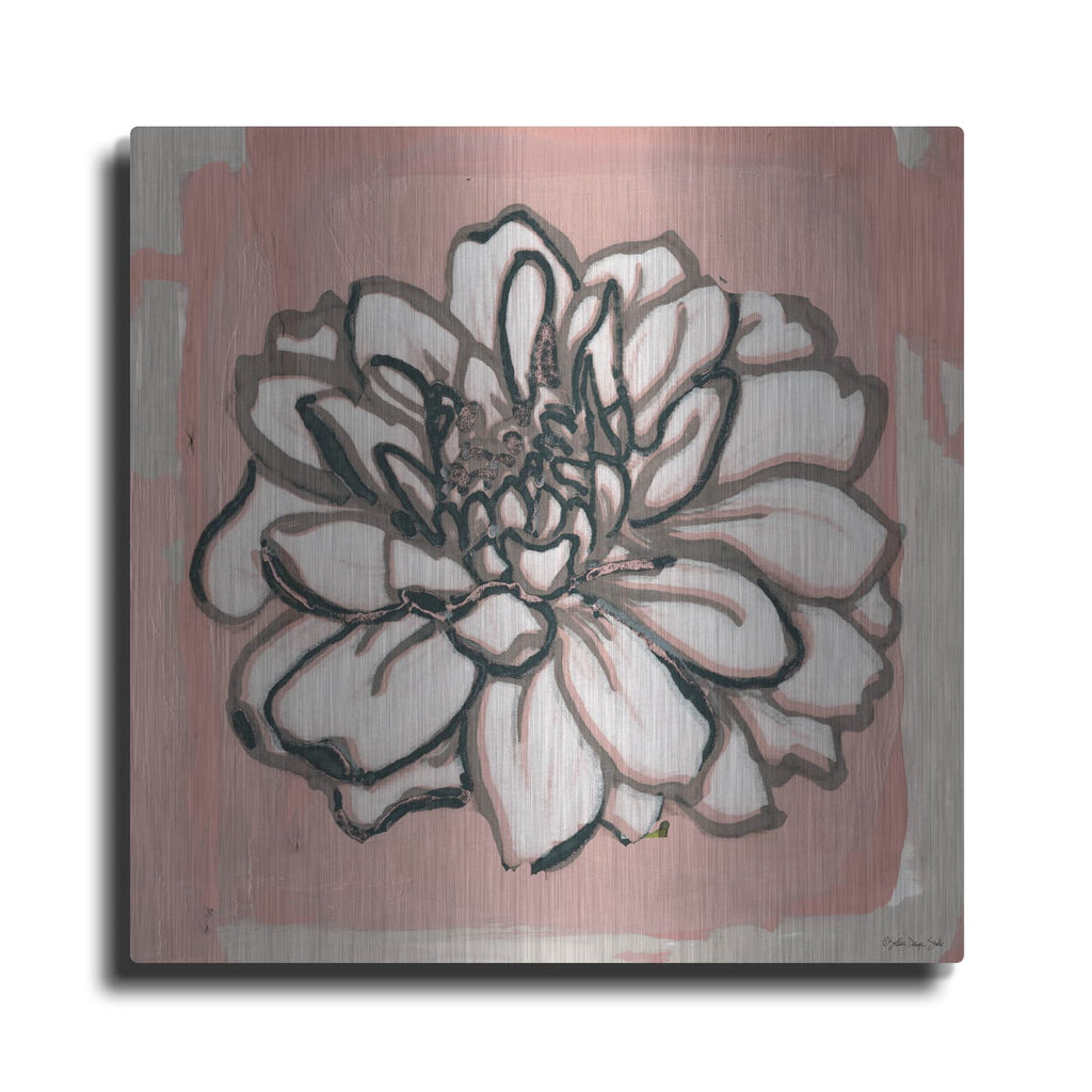 'Pink and Gray Floral 2' by Stellar Design Studio – Metal Wall Art