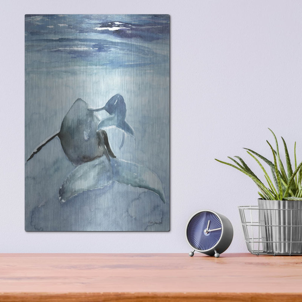 'Dolphin and Calf' by Stellar Design Studio – Metal Wall Art, 12x16 room view