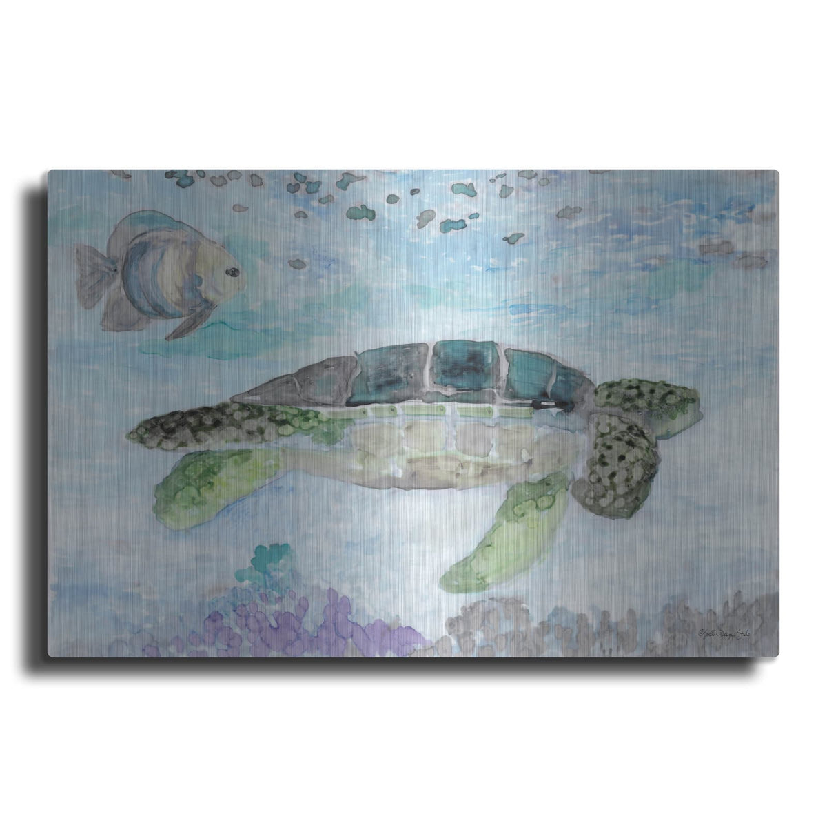 'Swimming Sea Turtle' by Stellar Design Studio – Metal Wall Art
