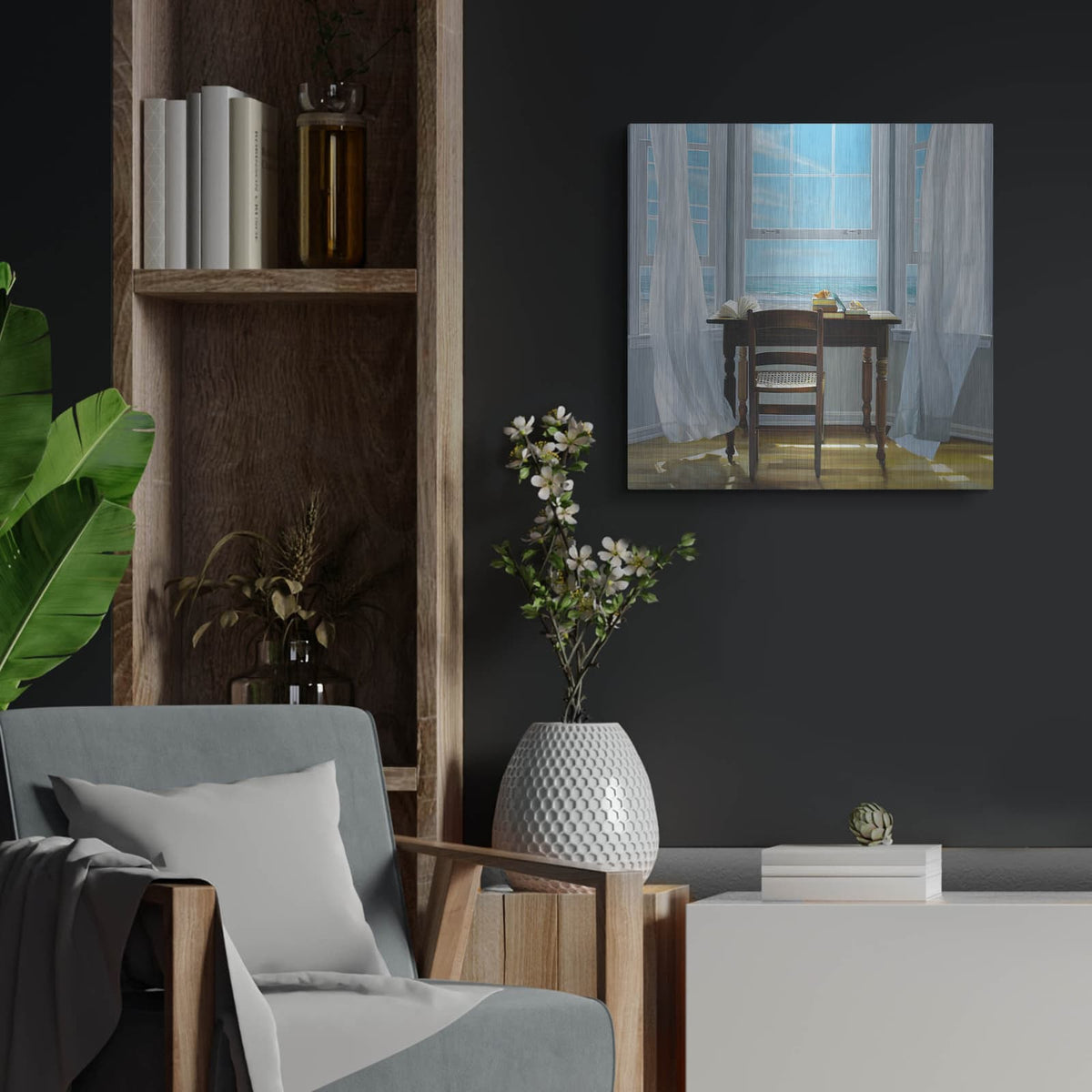'Contemplation' by Karen Hollingsworth – Metal Wall Art, 24x24 room view