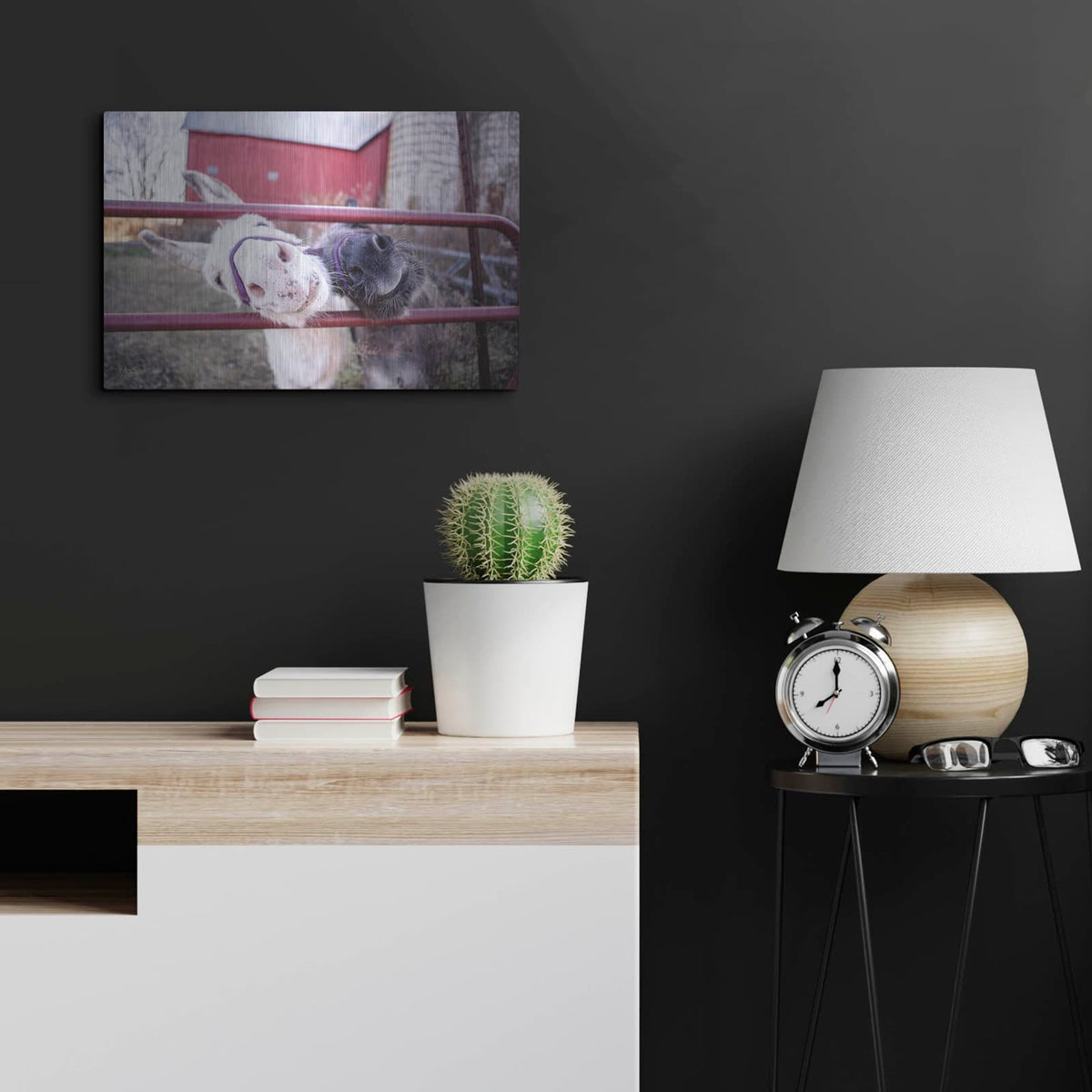 'Hey Donkeys II' by Donnie Quillen – Metal Wall Art, 24x16 room view