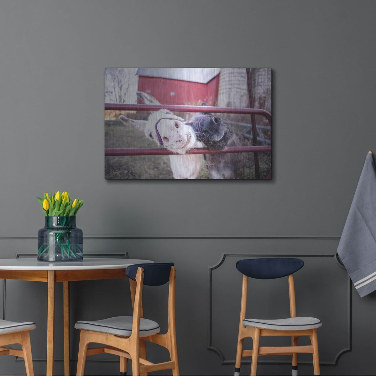'Hey Donkeys II' by Donnie Quillen – Metal Wall Art, 36x24 room view
