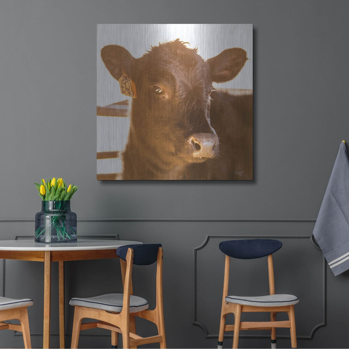 'Baby Cow I' by Donnie Quillen – Metal Wall Art, 36x36 room view