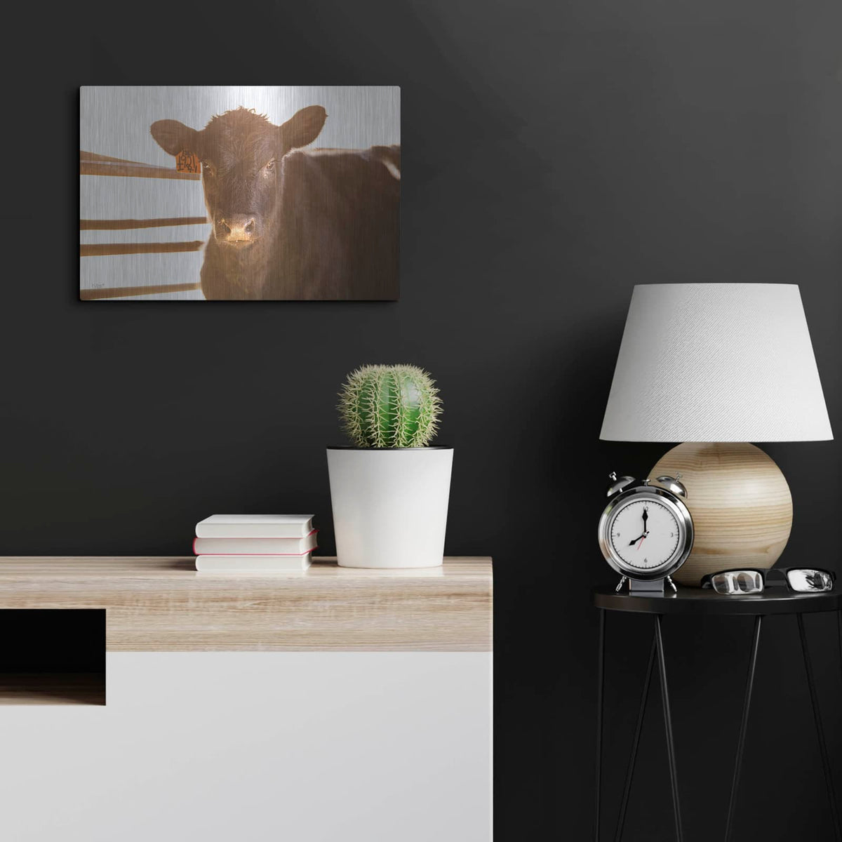 'Baby Cow II' by Donnie Quillen – Metal Wall Art, 24x16 room view