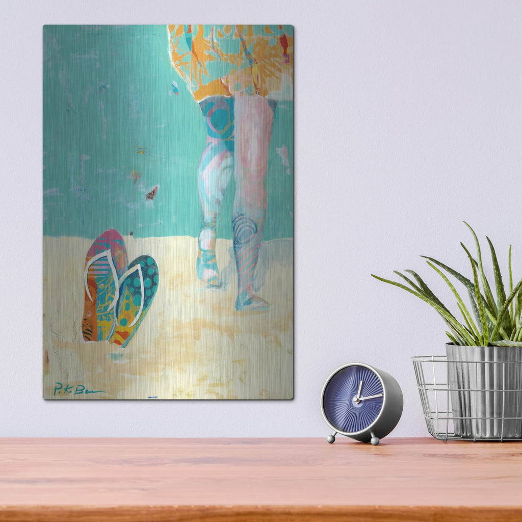 'Flip Flops on the Beach' by Pamela Beer – Metal Wall Art, 12x16 room view