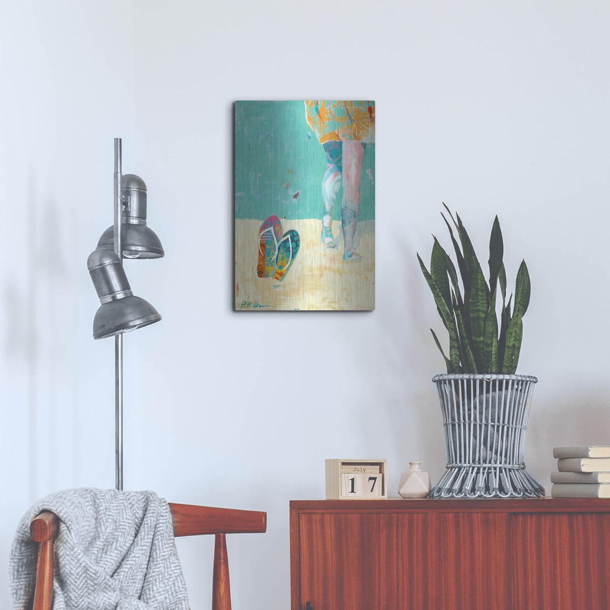 'Flip Flops on the Beach' by Pamela Beer – Metal Wall Art, 16x24 room view