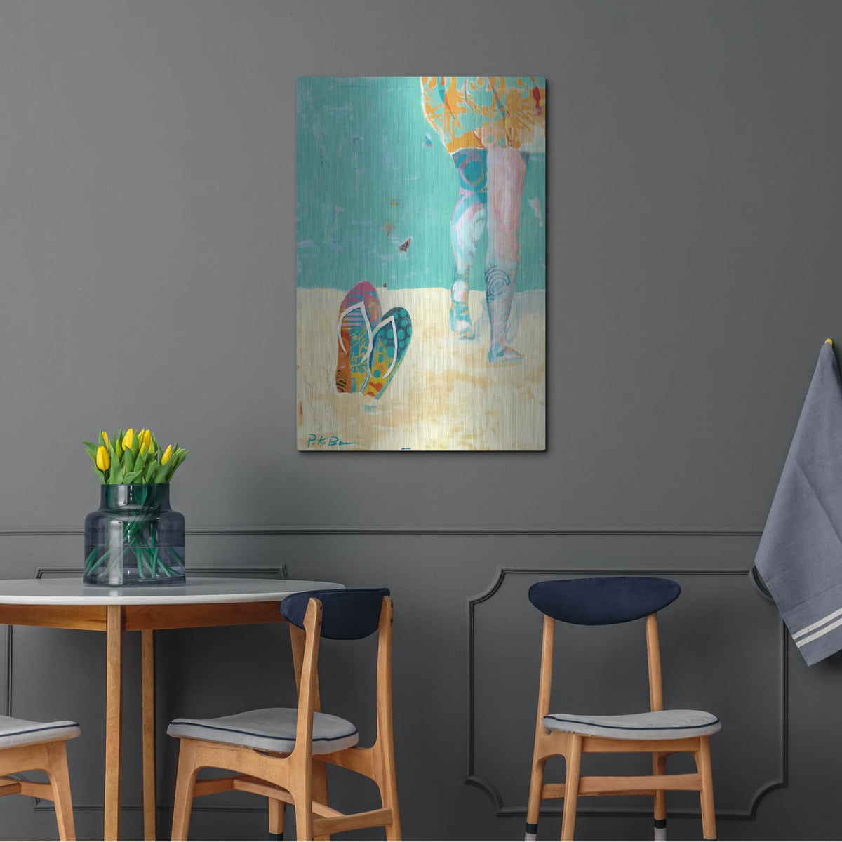 'Flip Flops on the Beach' by Pamela Beer – Metal Wall Art, 24x36 room view