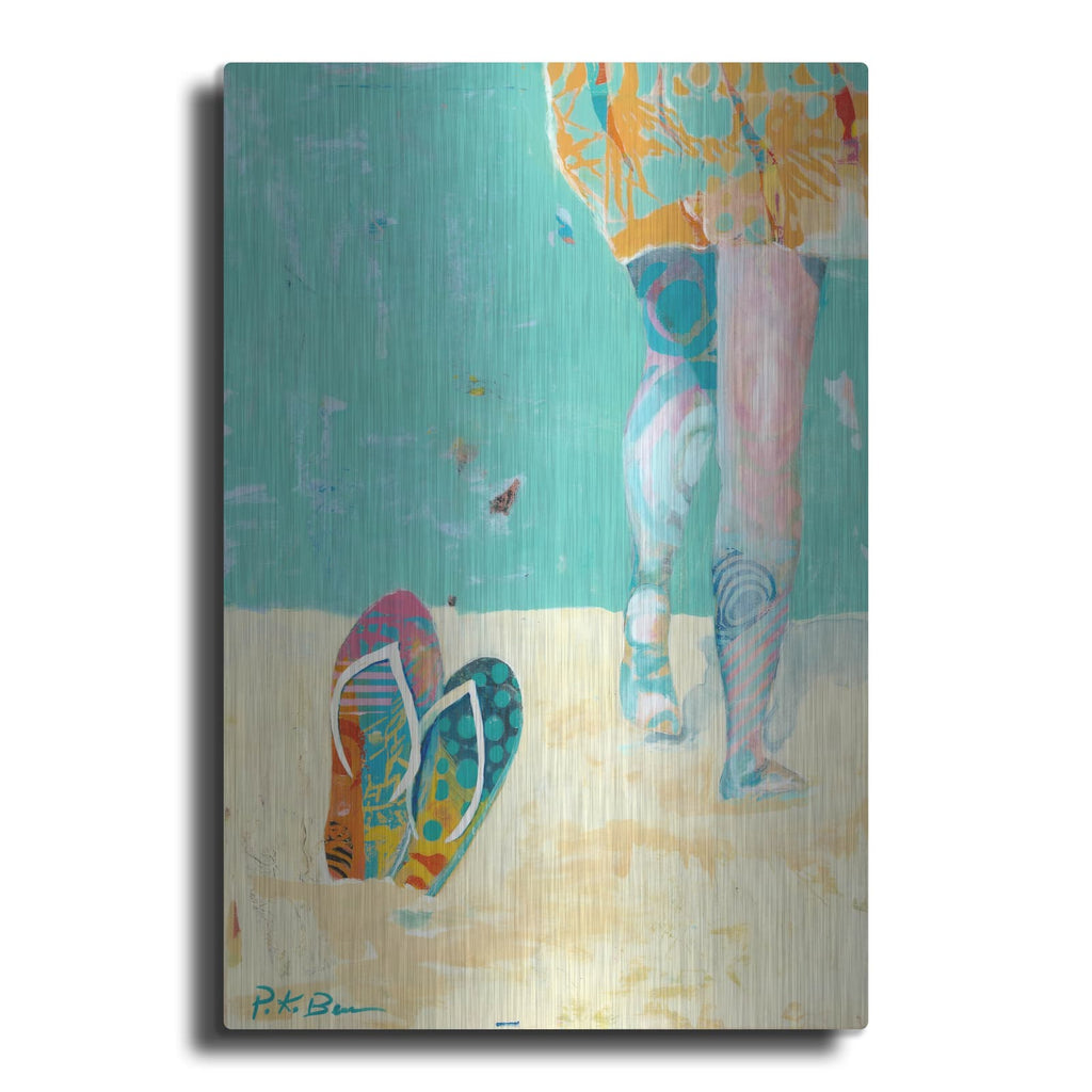 'Flip Flops on the Beach' by Pamela Beer – Metal Wall Art