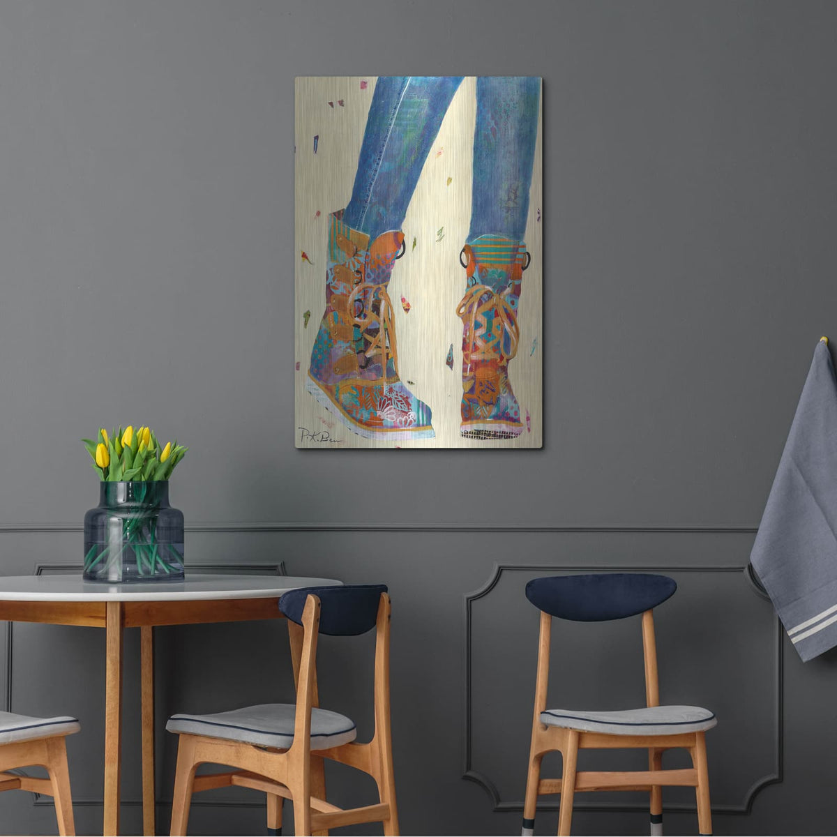 'Hiking Boots' by Pamela Beer – Metal Wall Art, 24x36 room view
