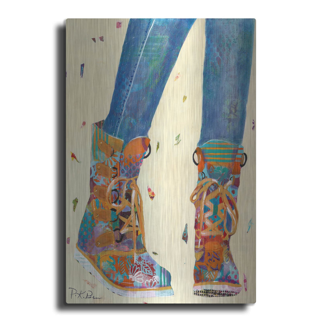 'Hiking Boots' by Pamela Beer – Metal Wall Art