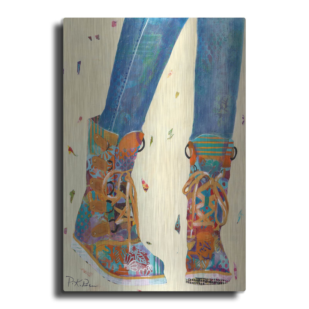 'Hiking Boots' by Pamela Beer – Metal Wall Art