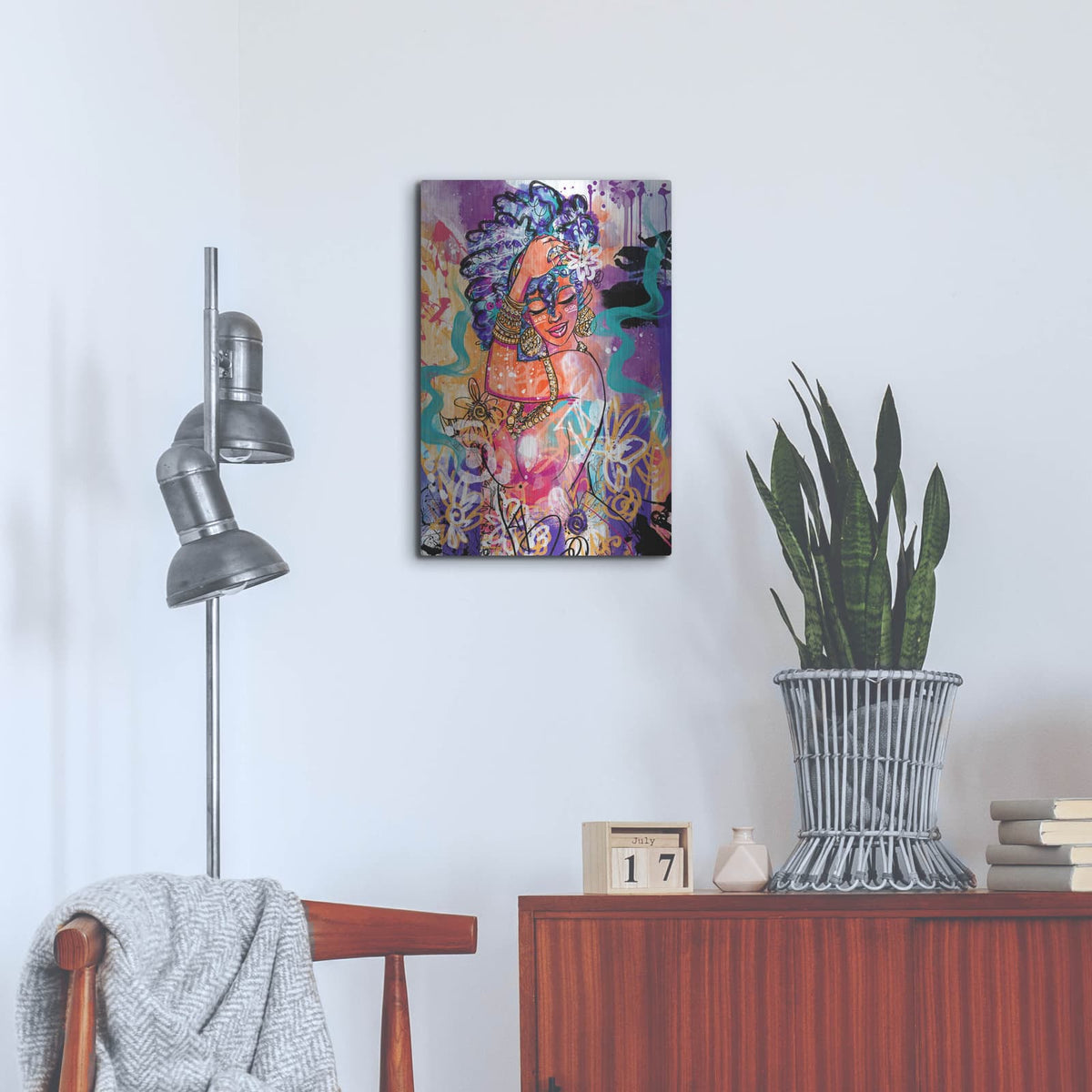 'Gold Flowers' by Justin Copeland – Metal Wall Art, 16x24 room view