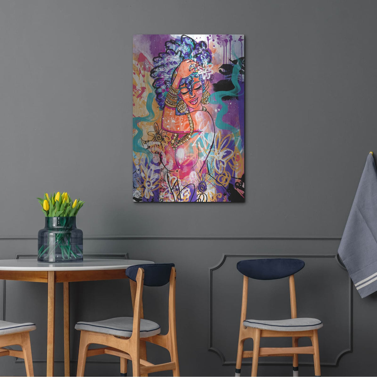 'Gold Flowers' by Justin Copeland – Metal Wall Art, 24x36 room view