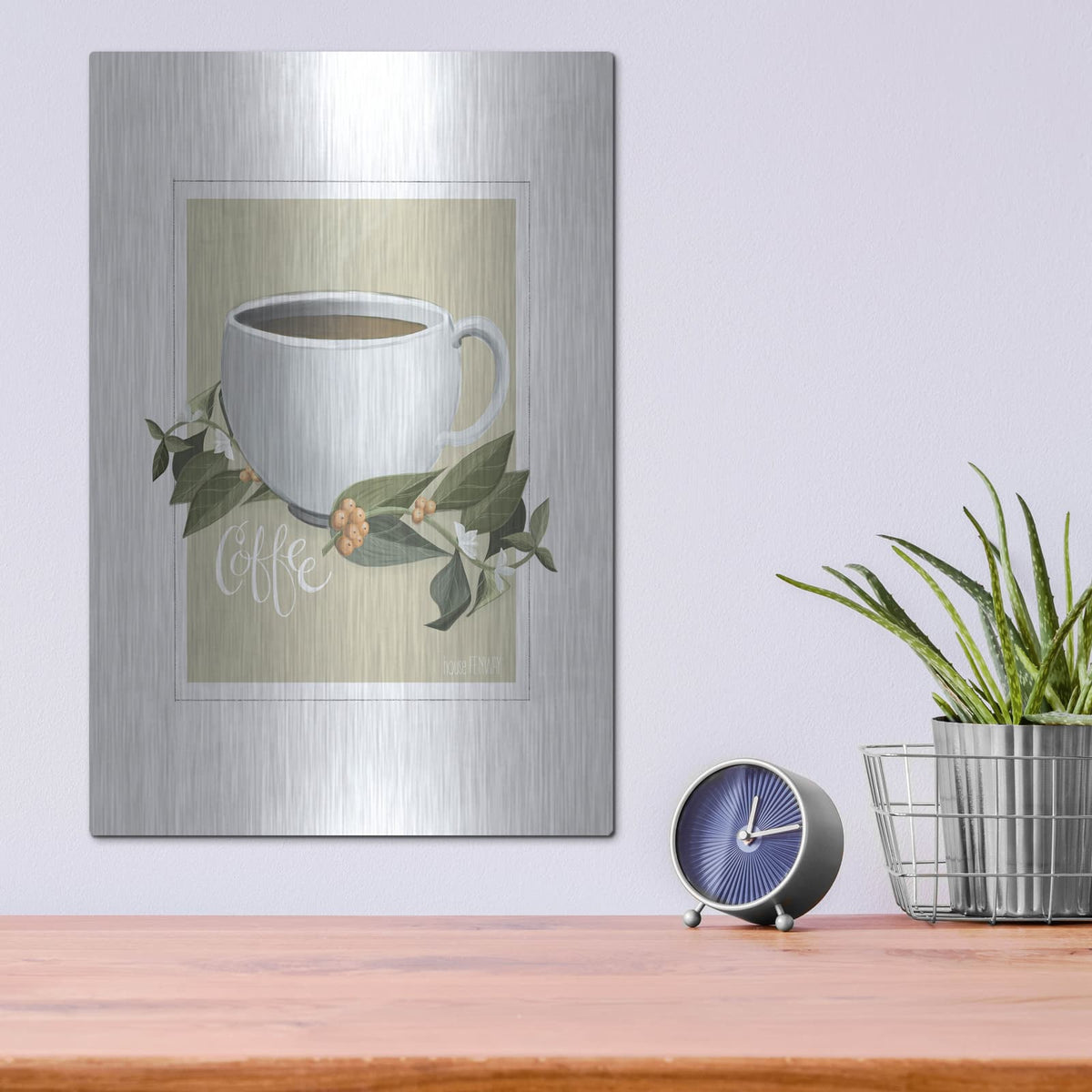 'Botanical Coffee' by House Fenway – Metal Wall Art, 12x16 room view