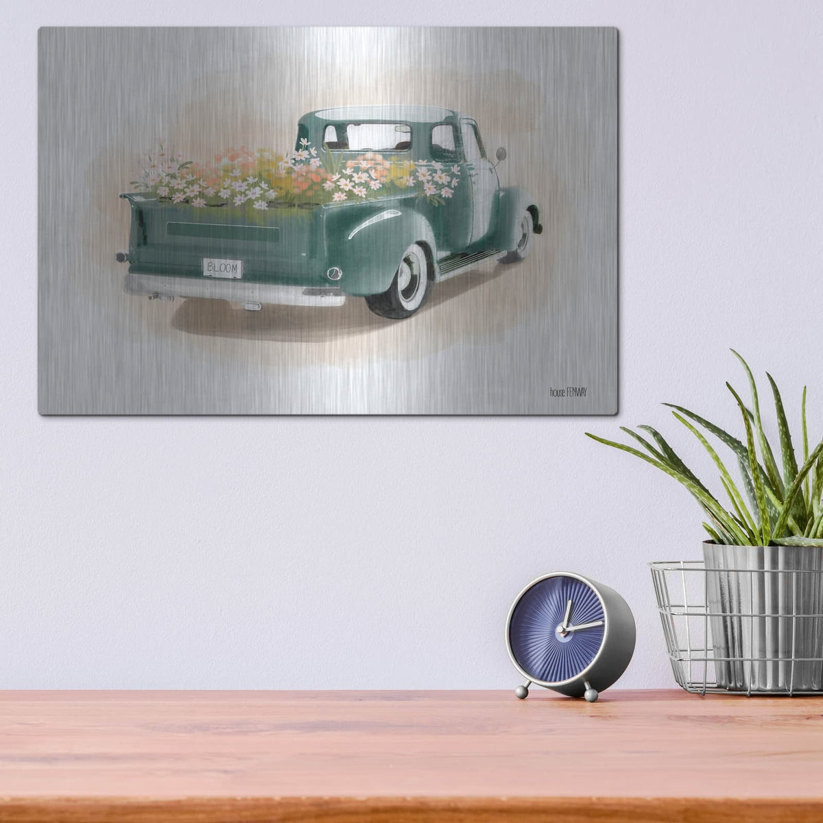 'Flower Truck' by House Fenway – Metal Wall Art, 16x12 room view