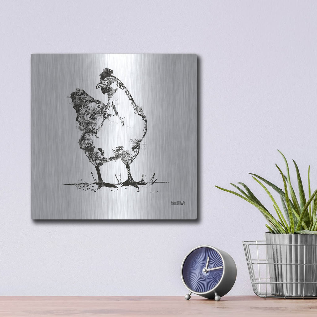 'Farmhouse Chicken' by House Fenway – Metal Wall Art, 12x12 room view