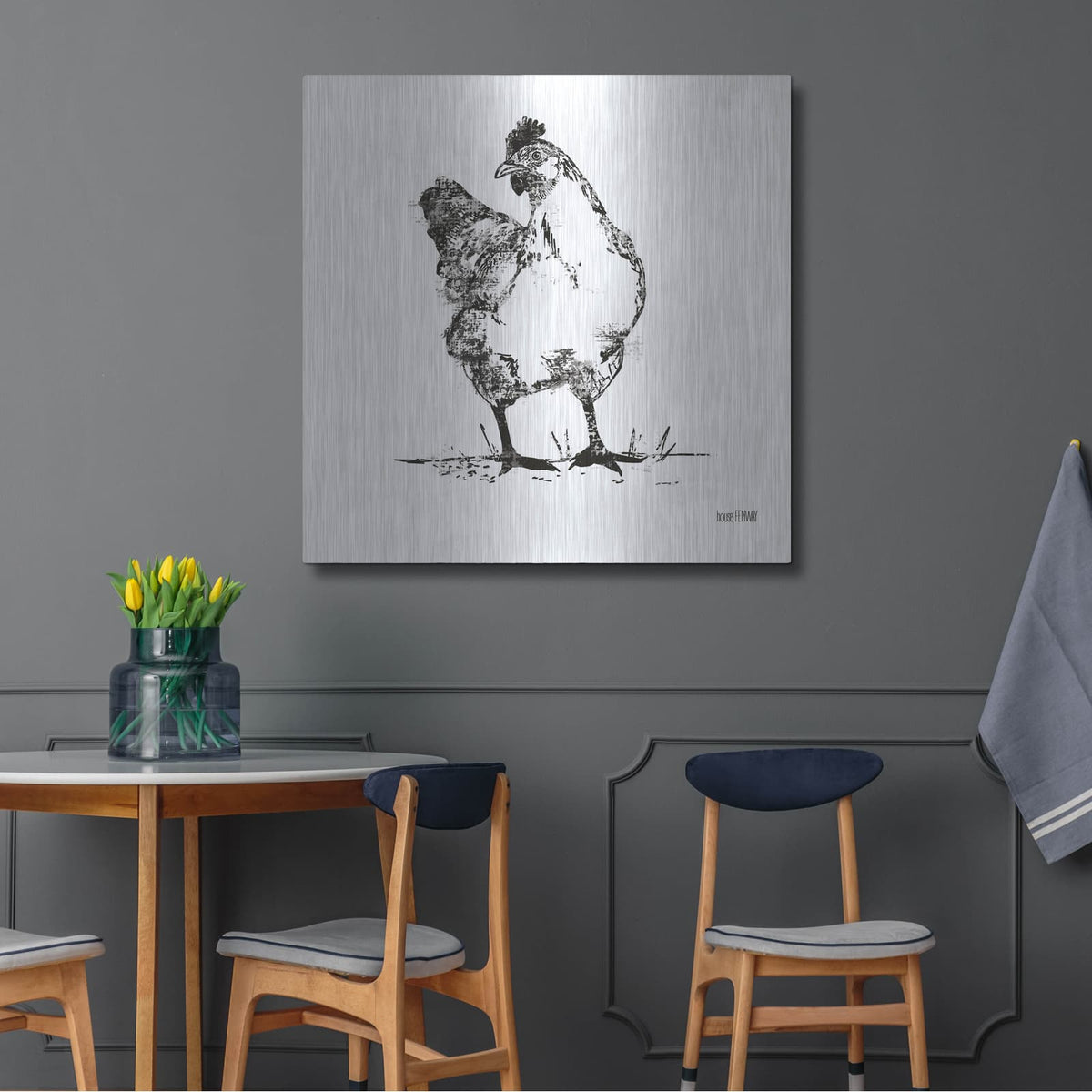 'Farmhouse Chicken' by House Fenway – Metal Wall Art, 36x36 room view