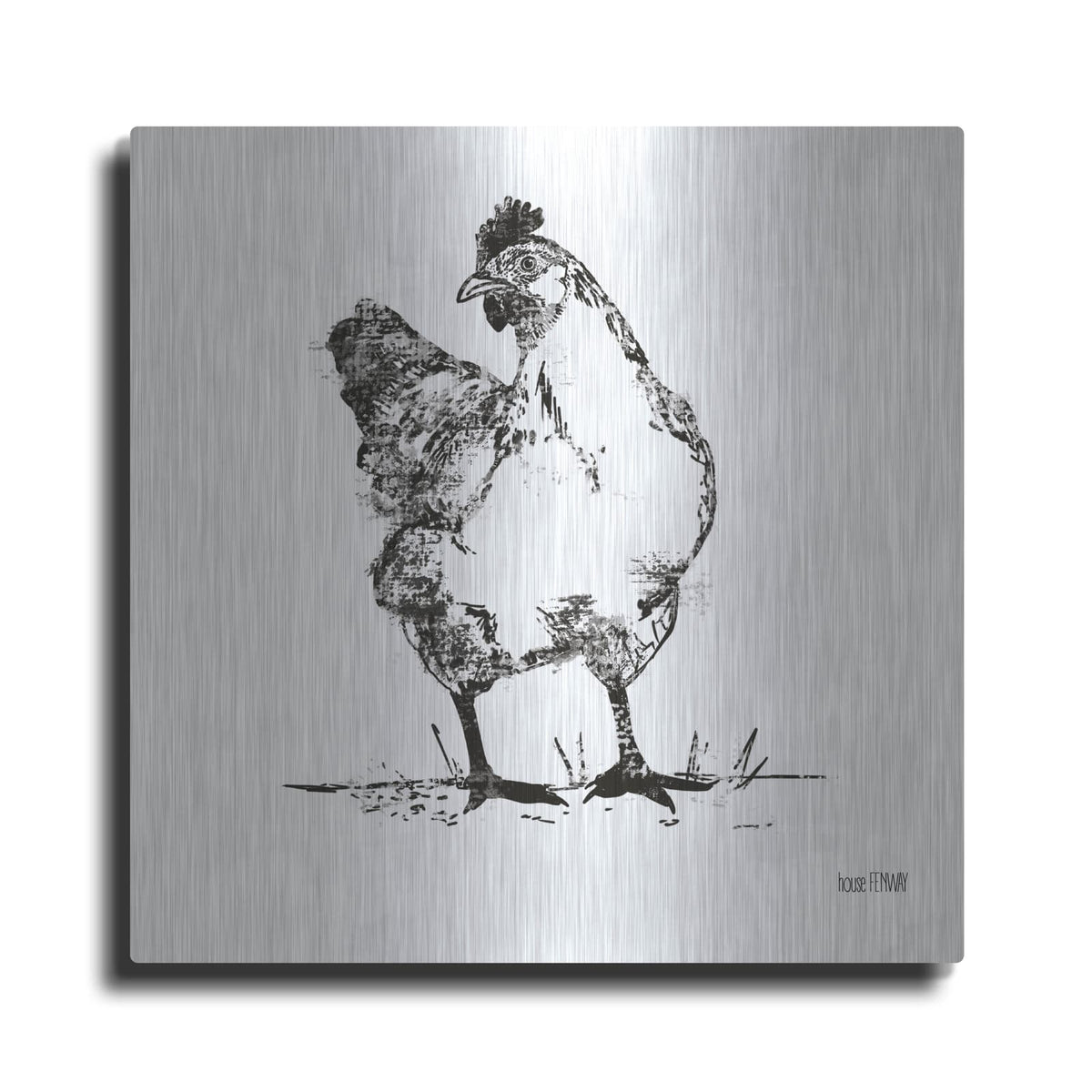 'Farmhouse Chicken' by House Fenway – Metal Wall Art
