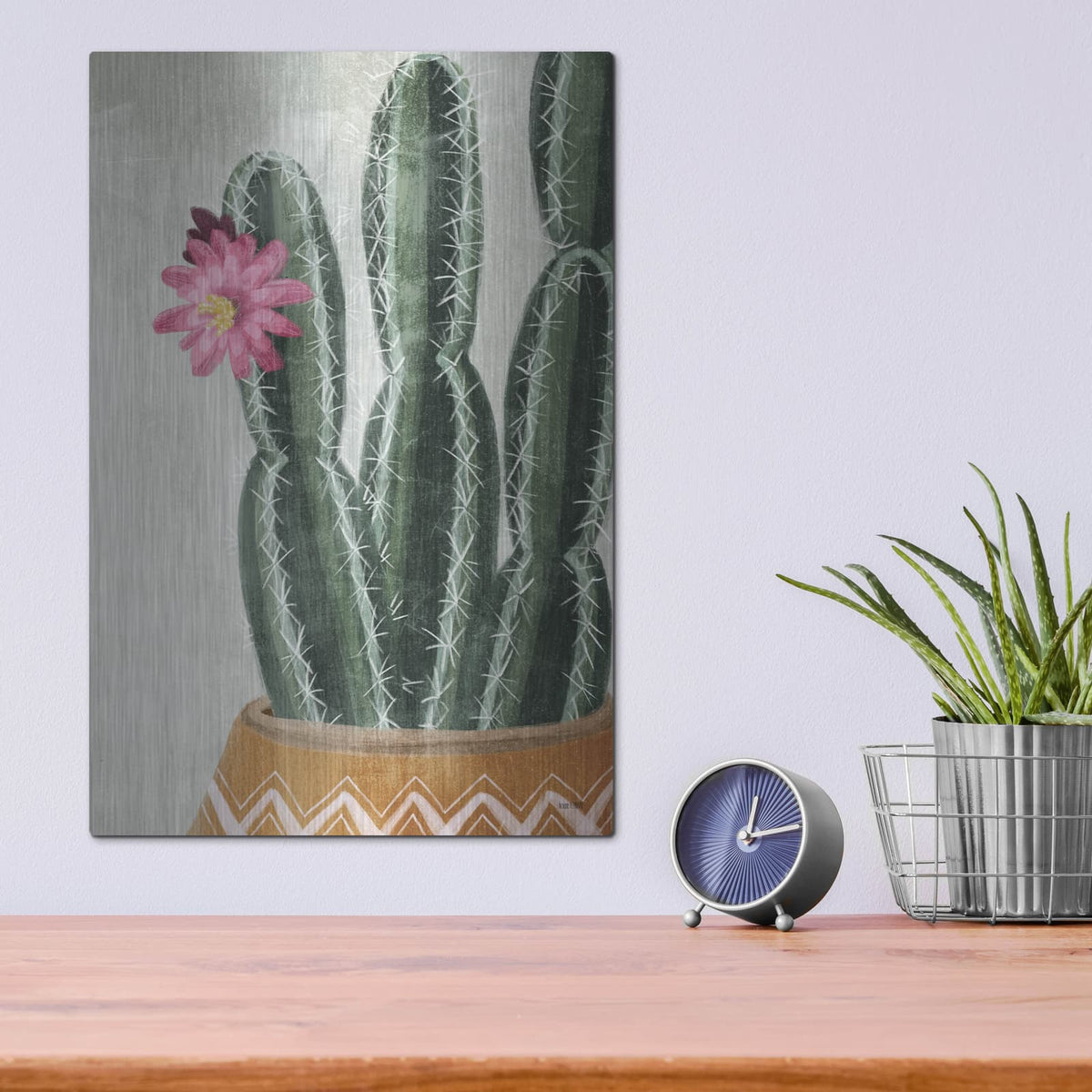 'Flowering Cactus' by House Fenway – Metal Wall Art, 12x16 room view
