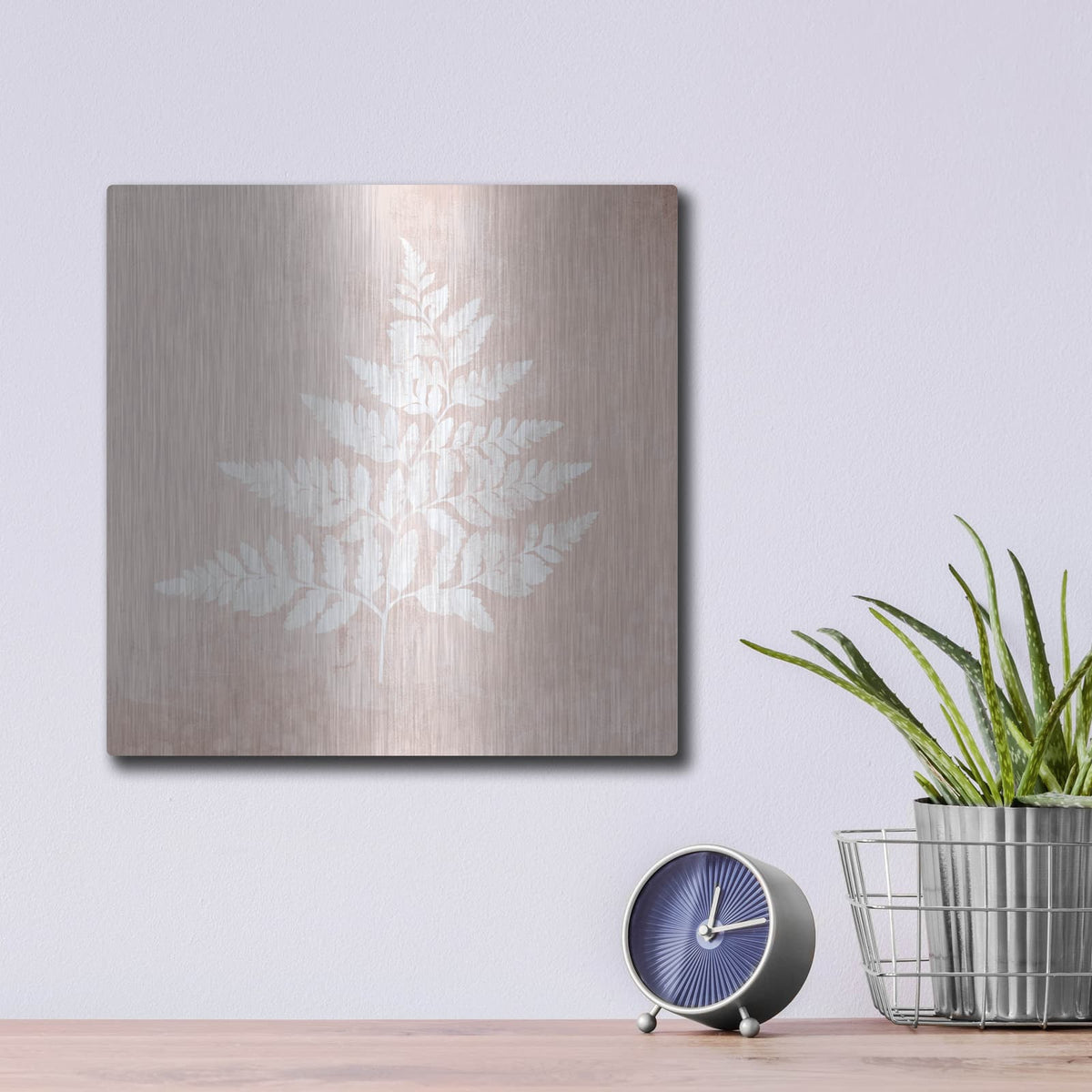 'Blush Fern I' by House Fenway – Metal Wall Art, 12x12 room view