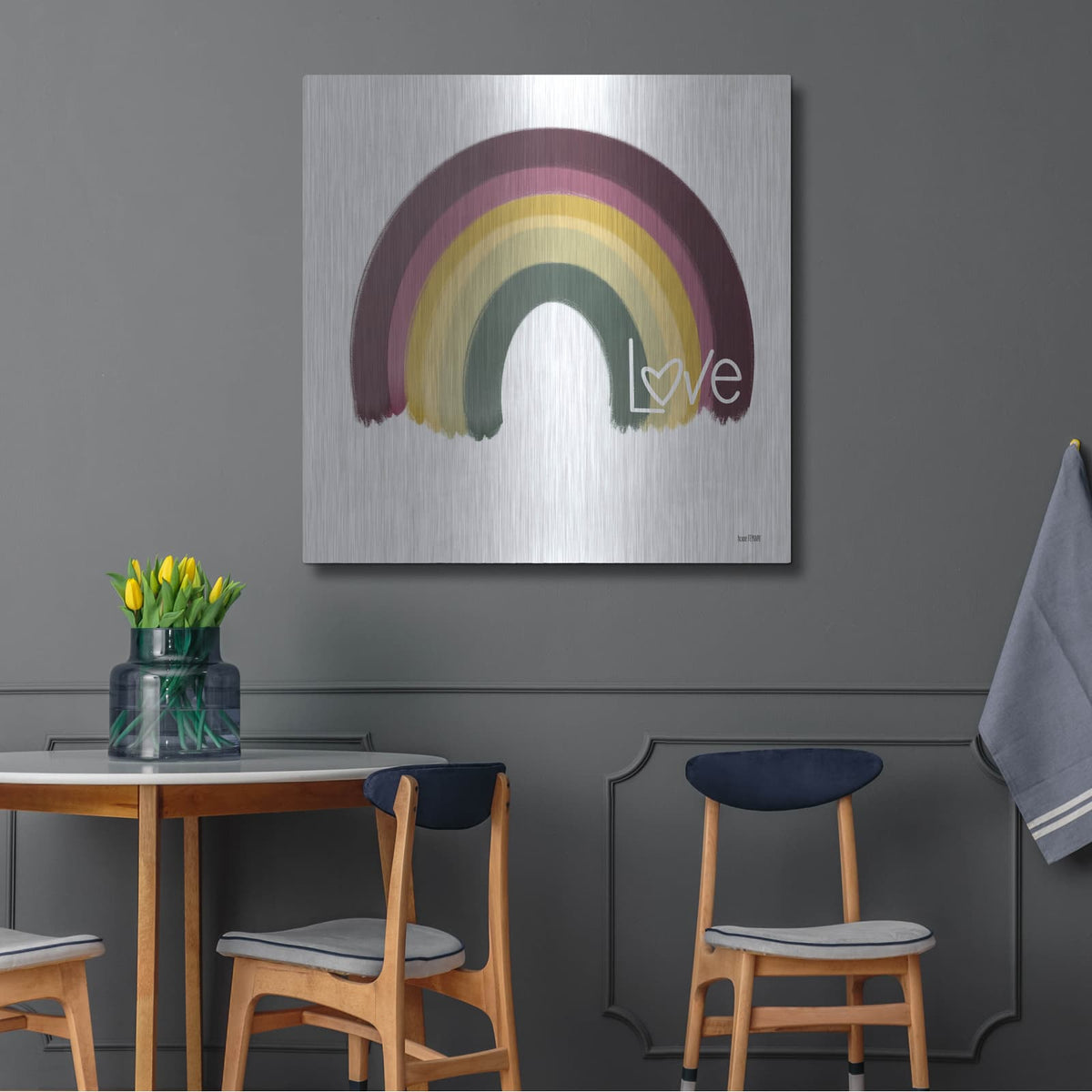 'Painted Rainbow' by House Fenway – Metal Wall Art, 36x36 room view