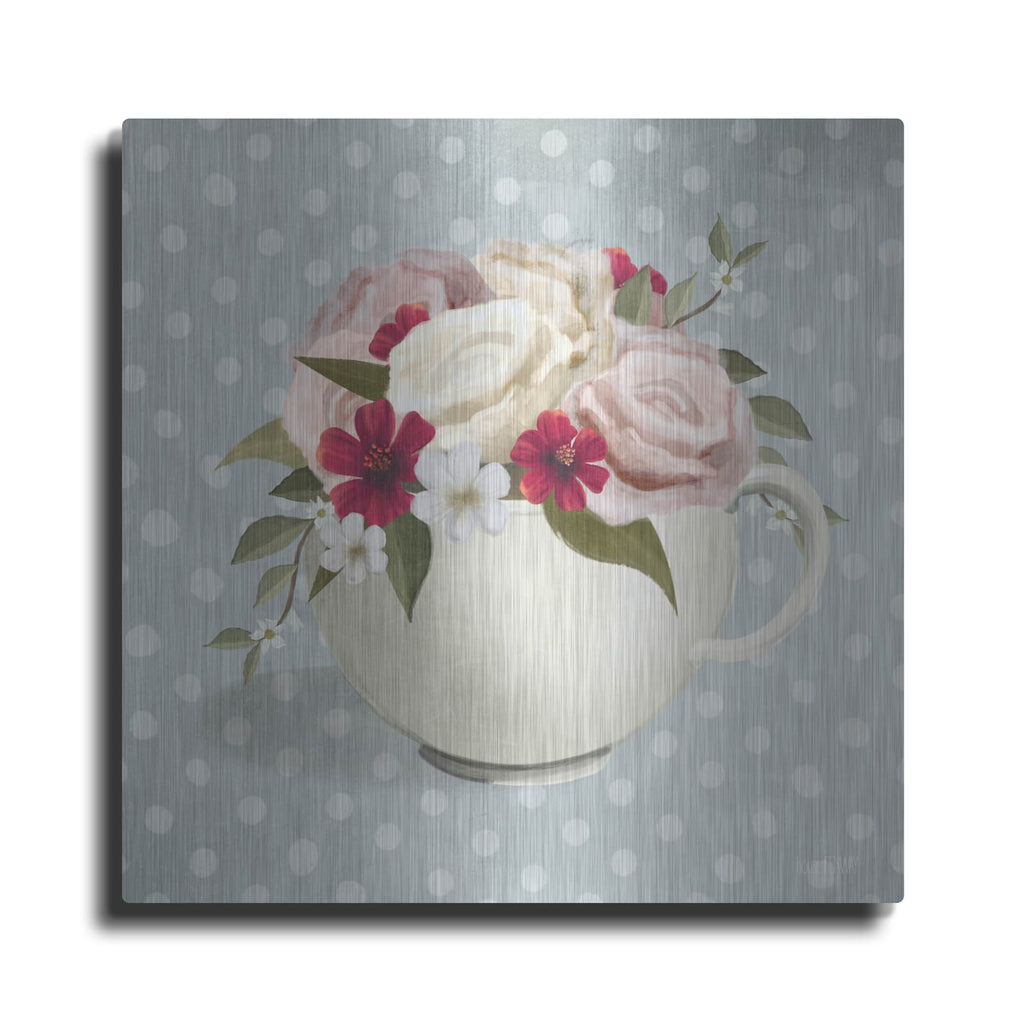 'Polka Dot Coffee-Tea Rose' by House Fenway – Metal Wall Art