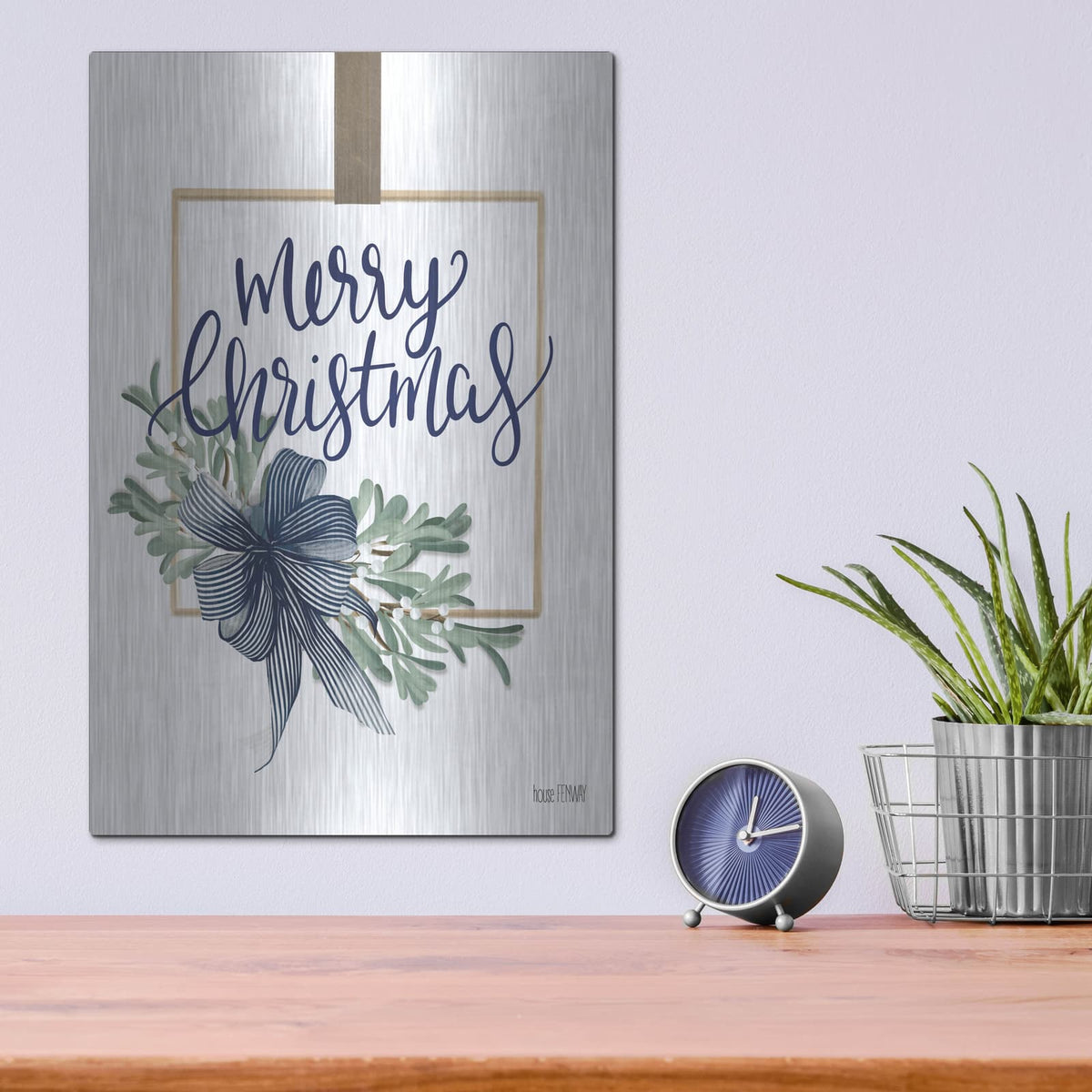 'Merry Christmas Mistletoe I' by House Fenway – Metal Wall Art, 12x16 room view