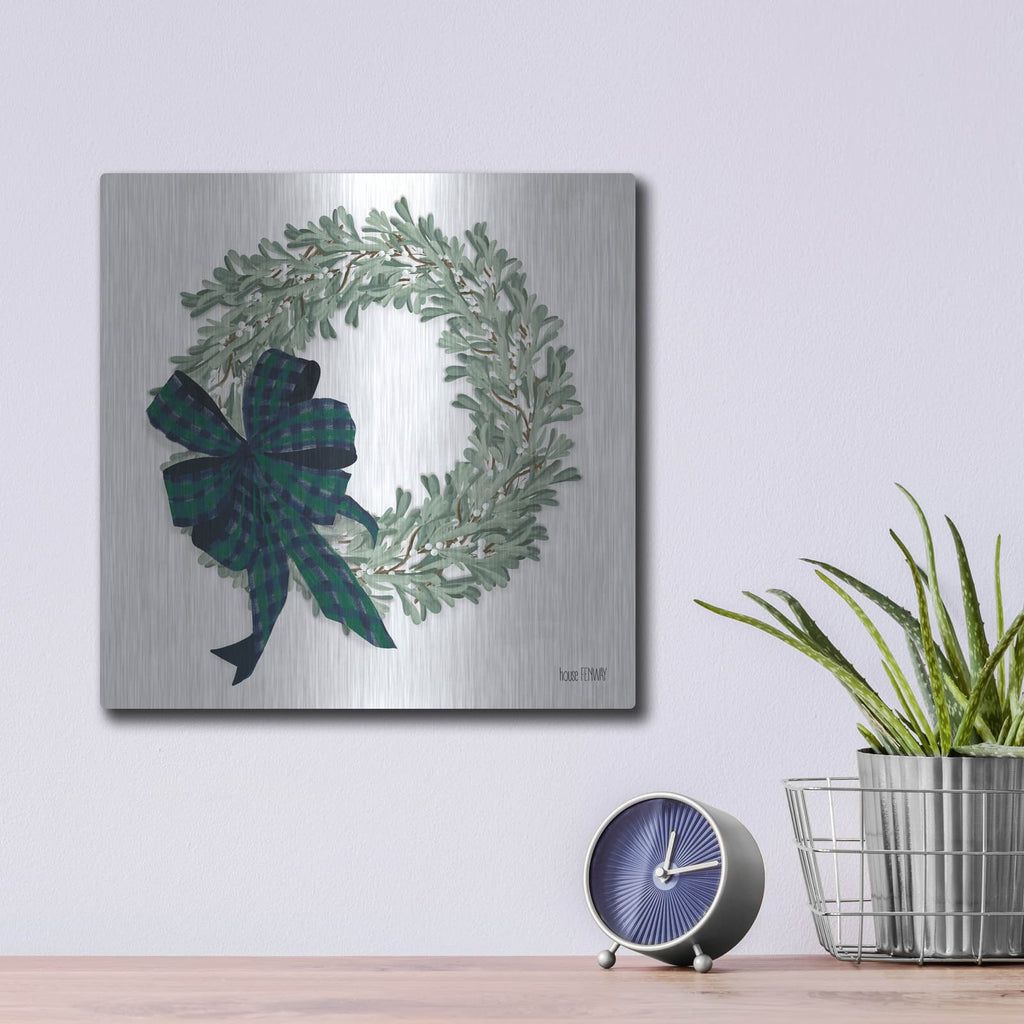 'Mistletoe Wreath' by House Fenway – Metal Wall Art, 12x12 room view