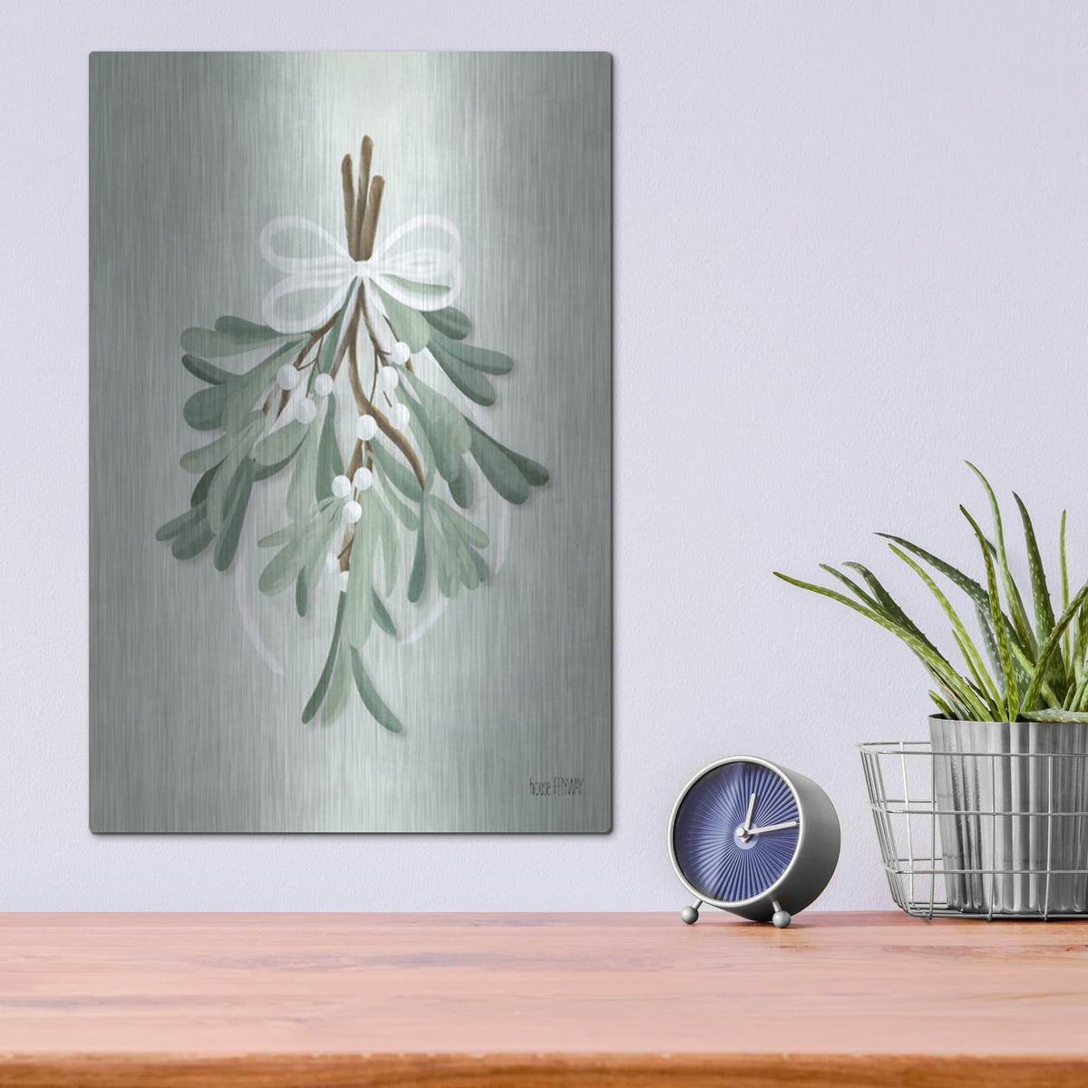 'Farmhouse Mistletoe' by House Fenway – Metal Wall Art, 12x16 room view