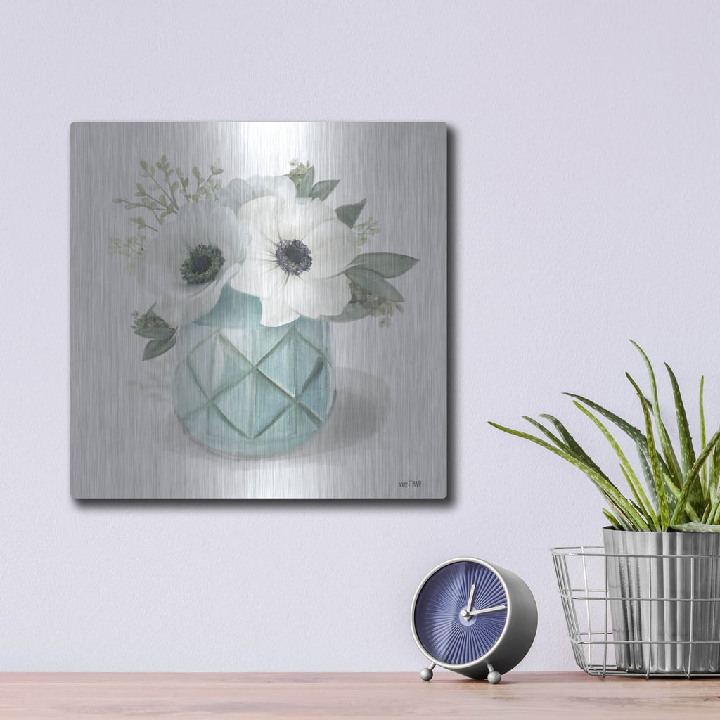'Winter Anemones-Blue' by House Fenway – Metal Wall Art, 12x12 room view