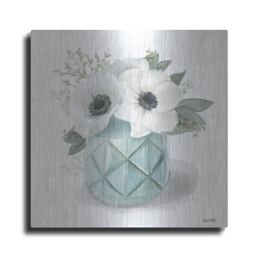 'Winter Anemones-Blue' by House Fenway – Metal Wall Art