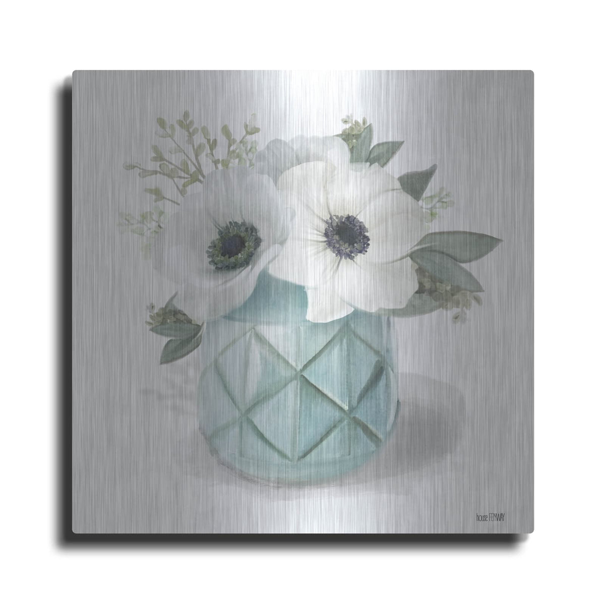 'Winter Anemones-Blue' by House Fenway – Metal Wall Art