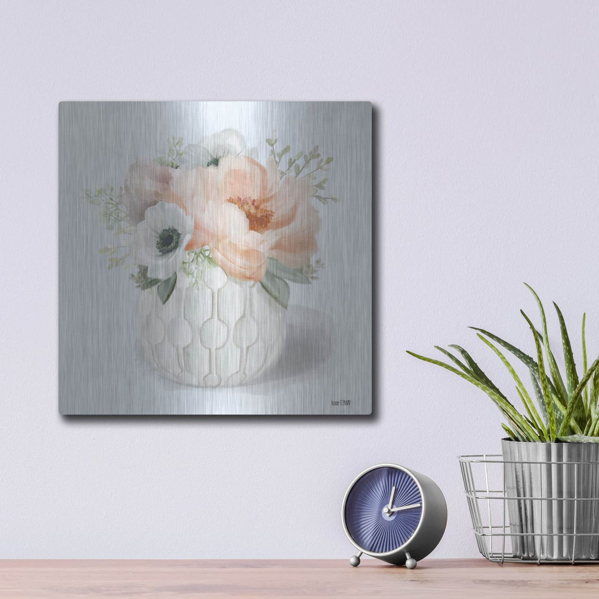 'Winter Anemones-Pink' by House Fenway – Metal Wall Art, 12x12 room view
