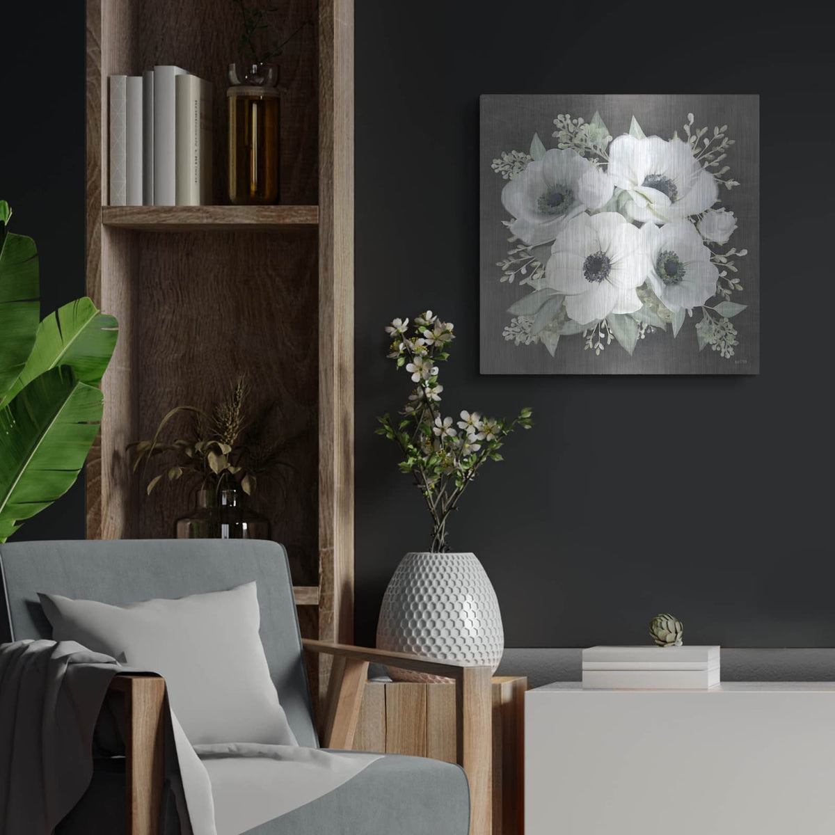 'Anemone Square I' by House Fenway – Metal Wall Art, 24x24 room view