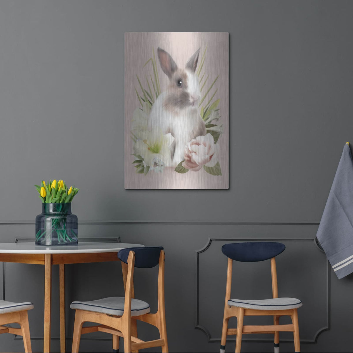 'Easter Bunny Floral' by House Fenway – Metal Wall Art, 24x36 room view