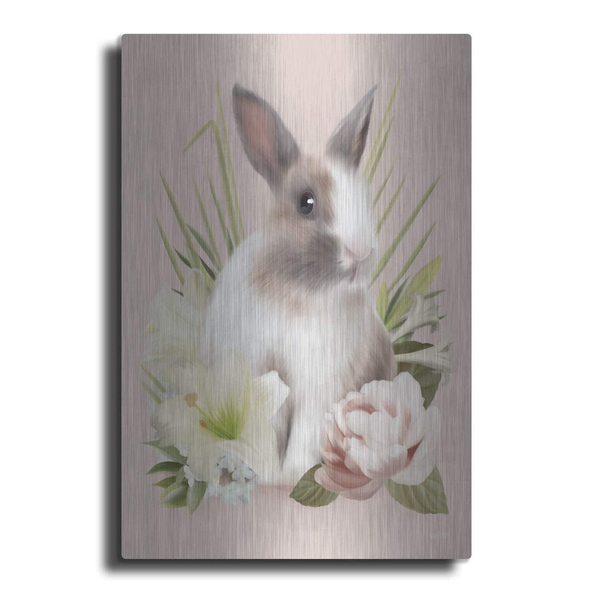 'Easter Bunny Floral' by House Fenway – Metal Wall Art