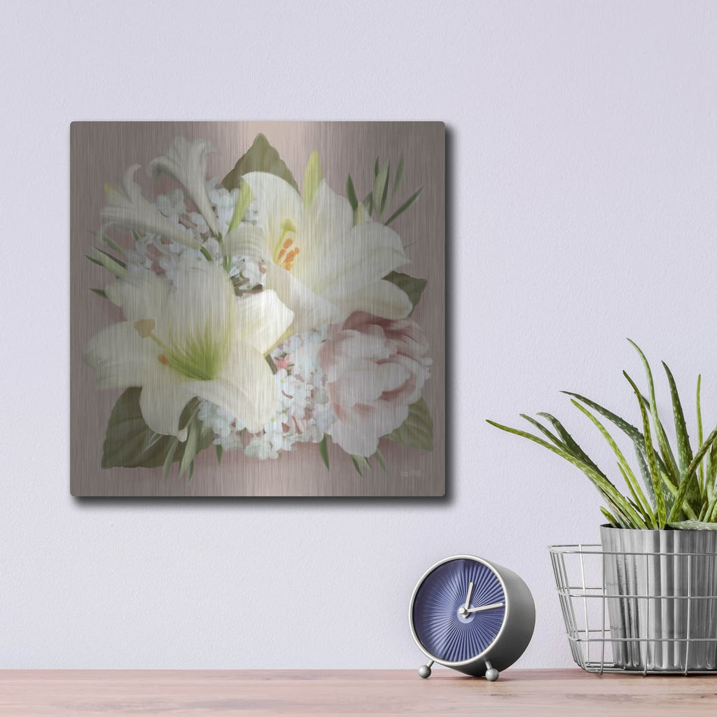 'Spring Lily Bouquet' by House Fenway – Metal Wall Art, 12x12 room view