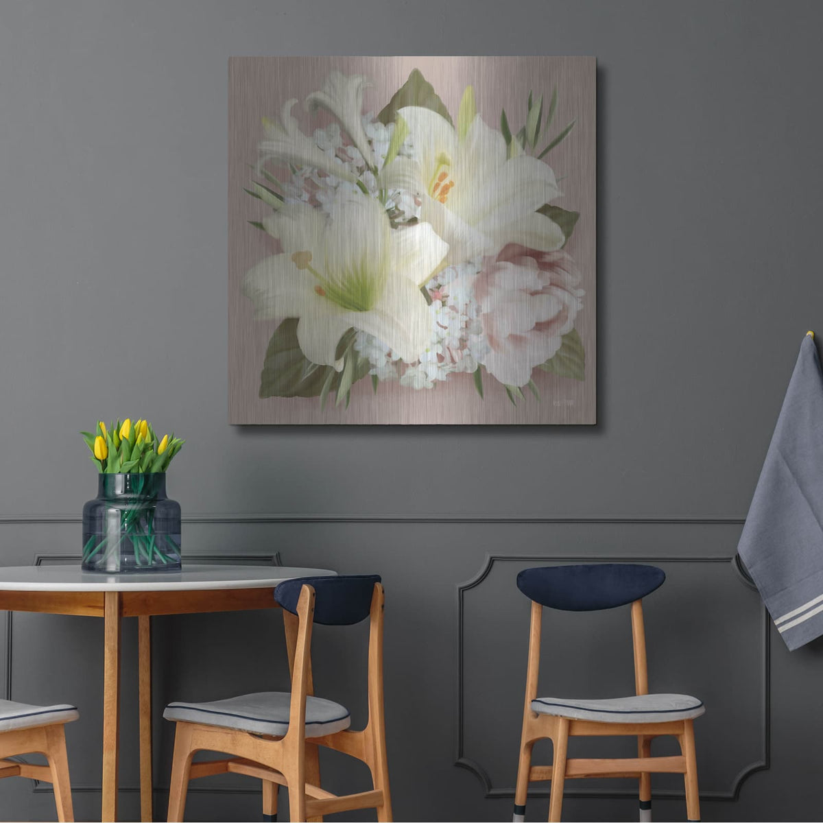 'Spring Lily Bouquet' by House Fenway – Metal Wall Art, 36x36 room view