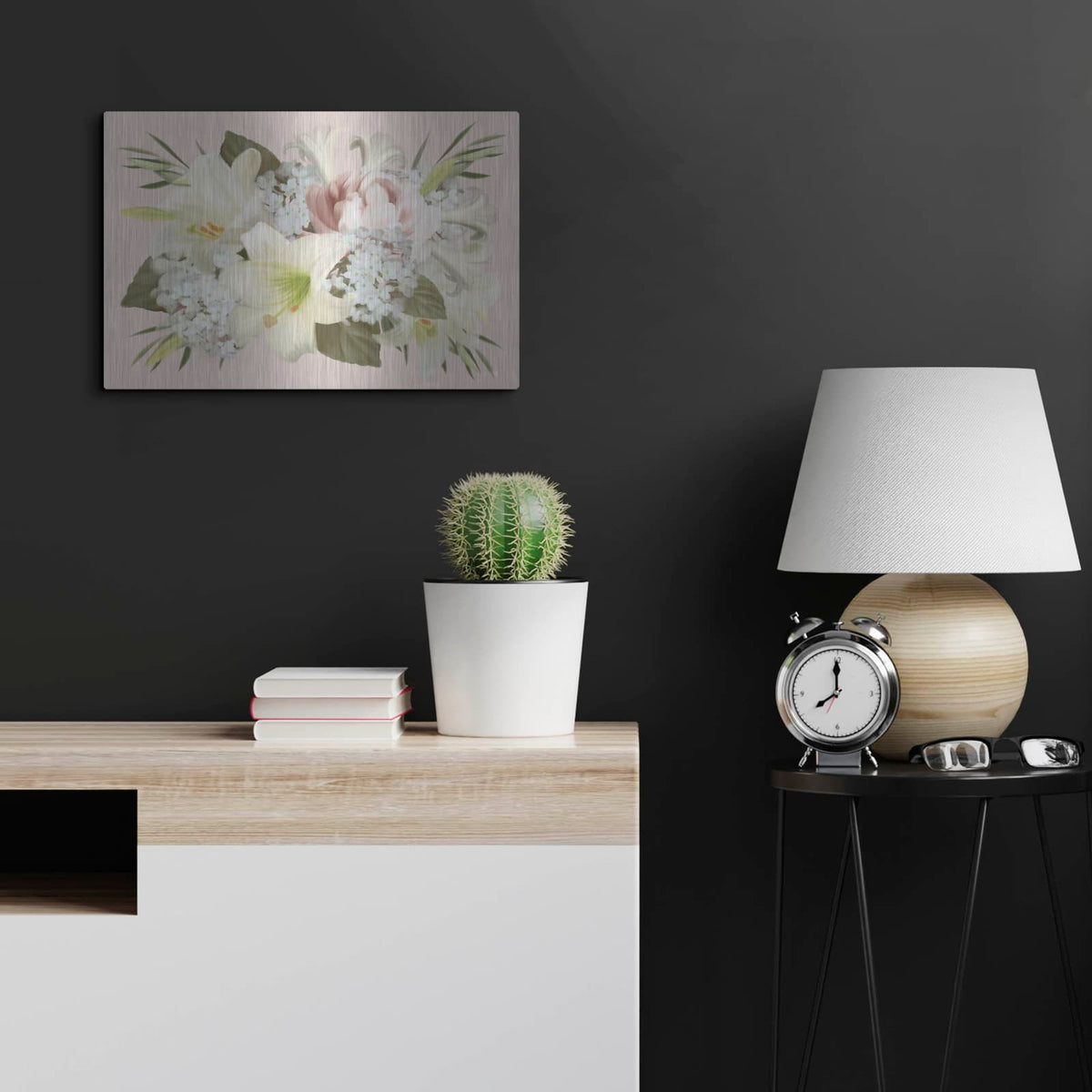 'Spring Lily Floral' by House Fenway – Metal Wall Art, 24x16 room view