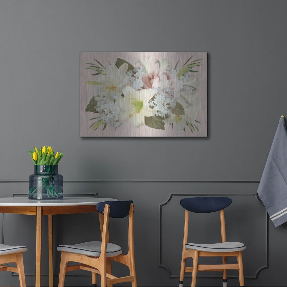 'Spring Lily Floral' by House Fenway – Metal Wall Art, 36x24 room view