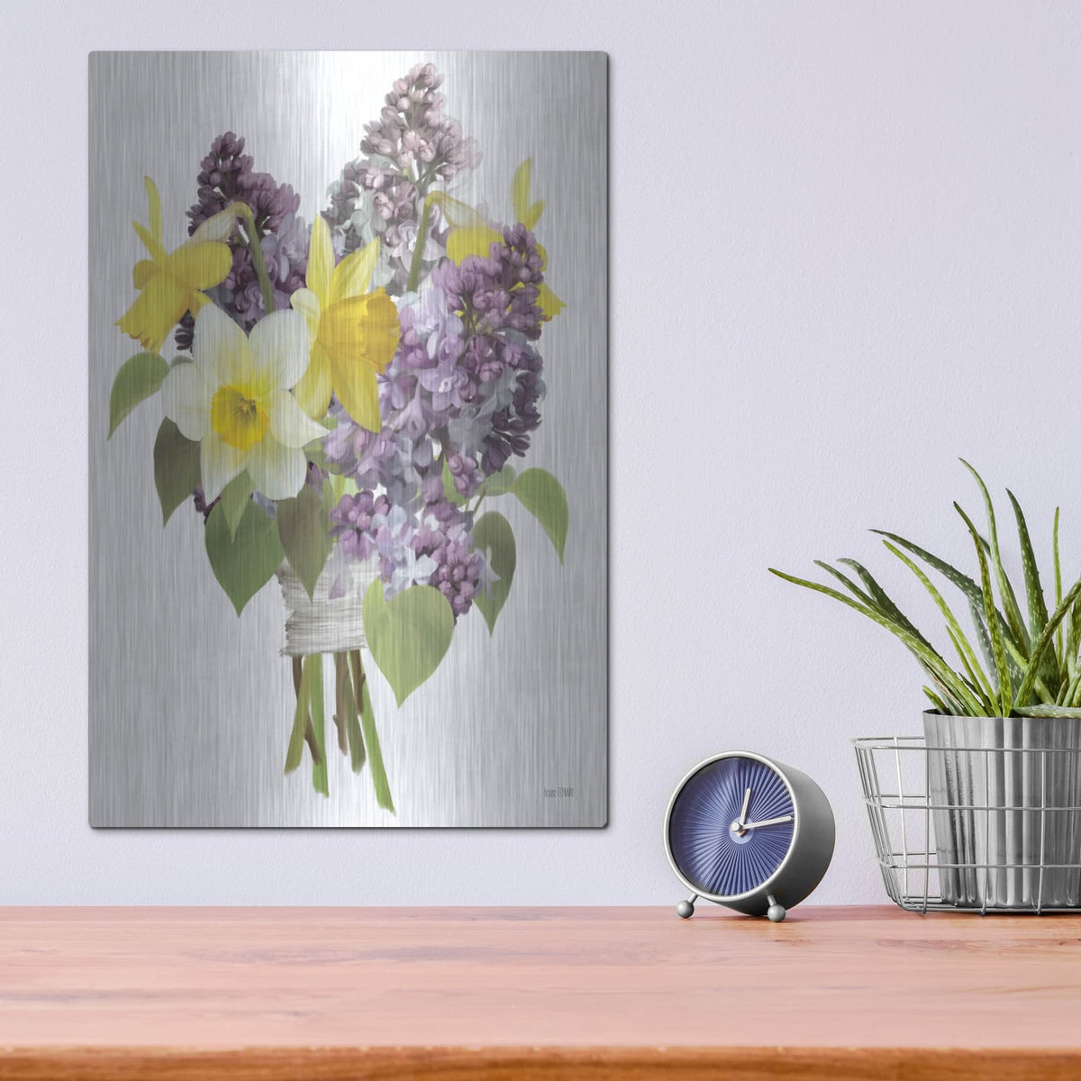 'Lilacs and Daffodils' by House Fenway – Metal Wall Art, 12x16 room view